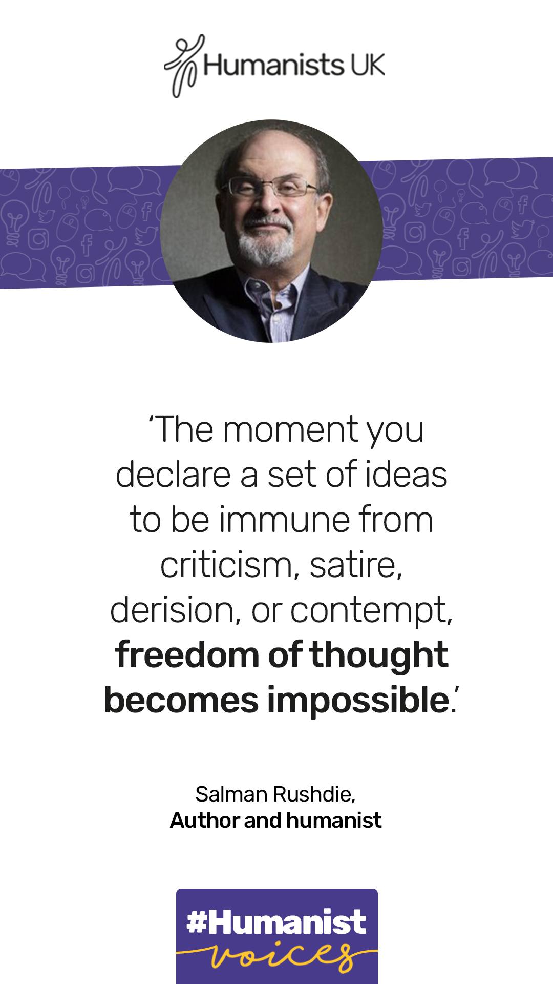 Humanists UK - Our patron Salman Rushdie has long raised... | Facebook