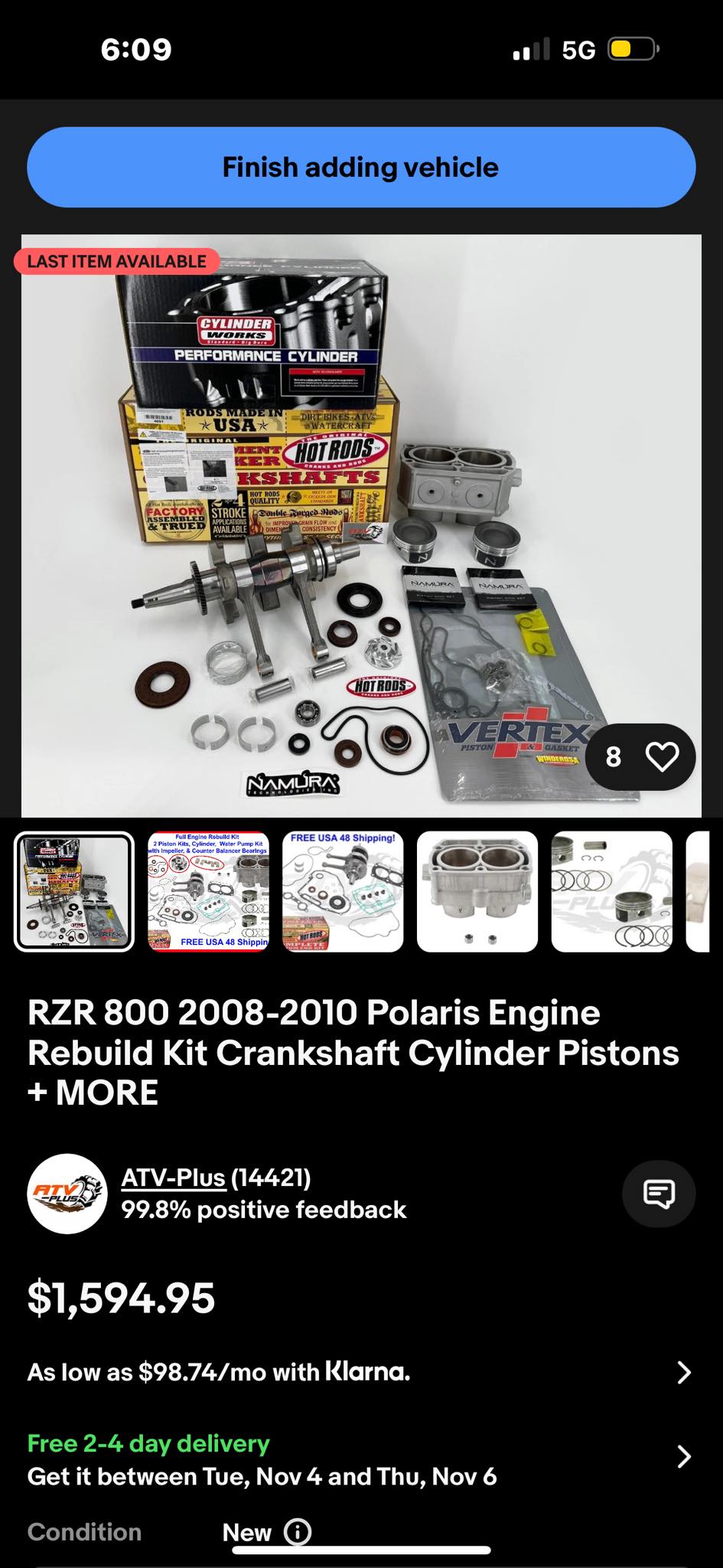 Kawasaki Teryx 750 Engine Rebuild Kit: Hotrods Crank, Rods, NGK Plugs, Cam Chains