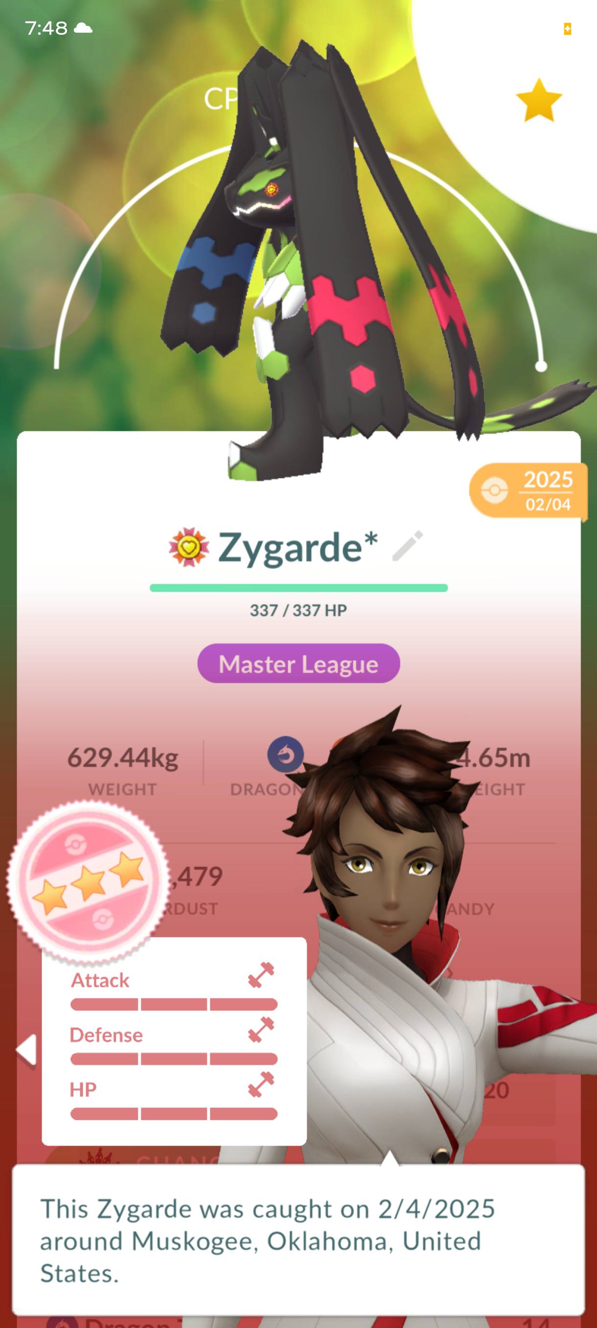 1XL away from maxing it out 7:48 CP 2025 02/04 Zygarde 337/337 HP