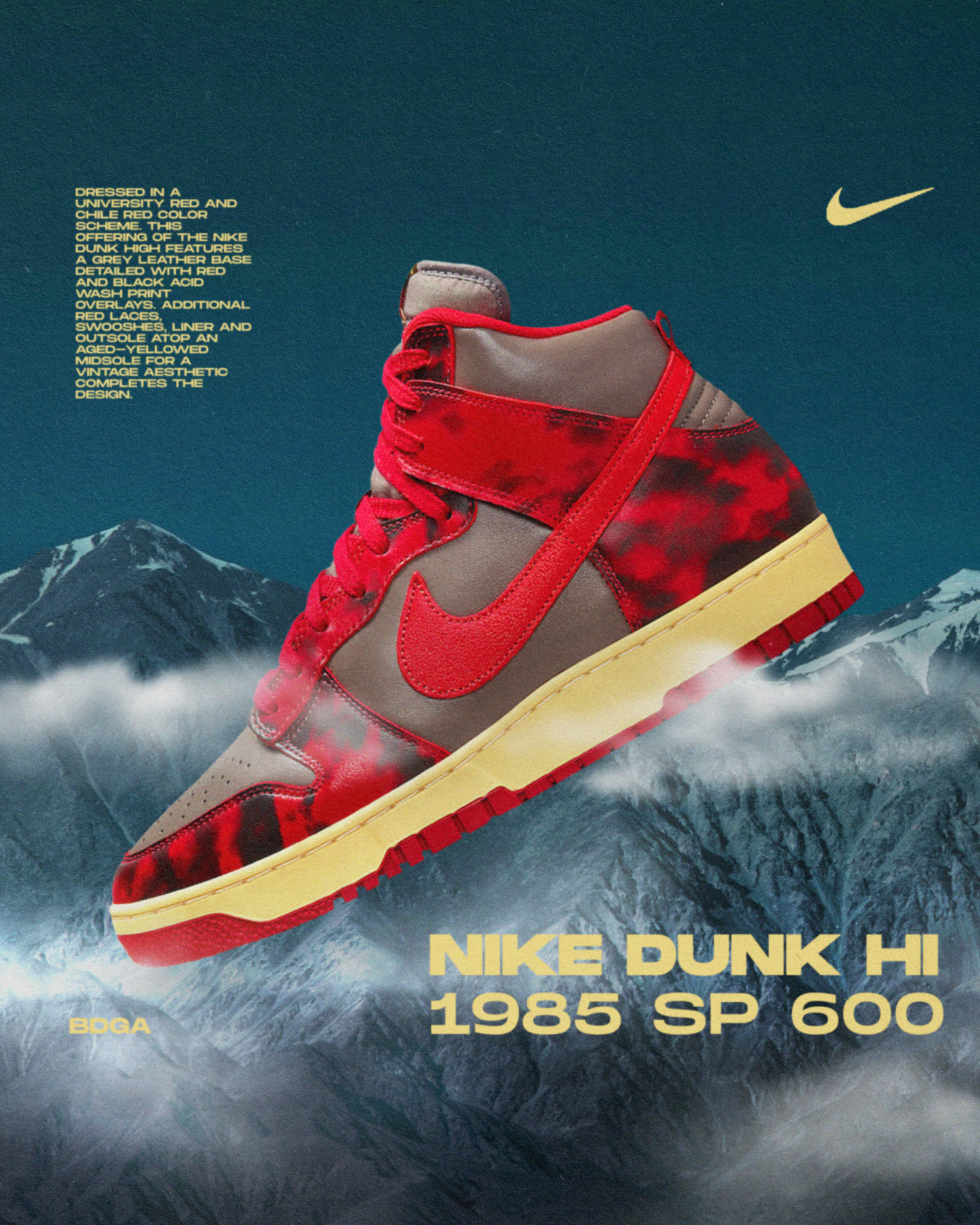 Bodega - Nike Dunk Hi 1985 SP Acid Wash/Red Acid Wash release 