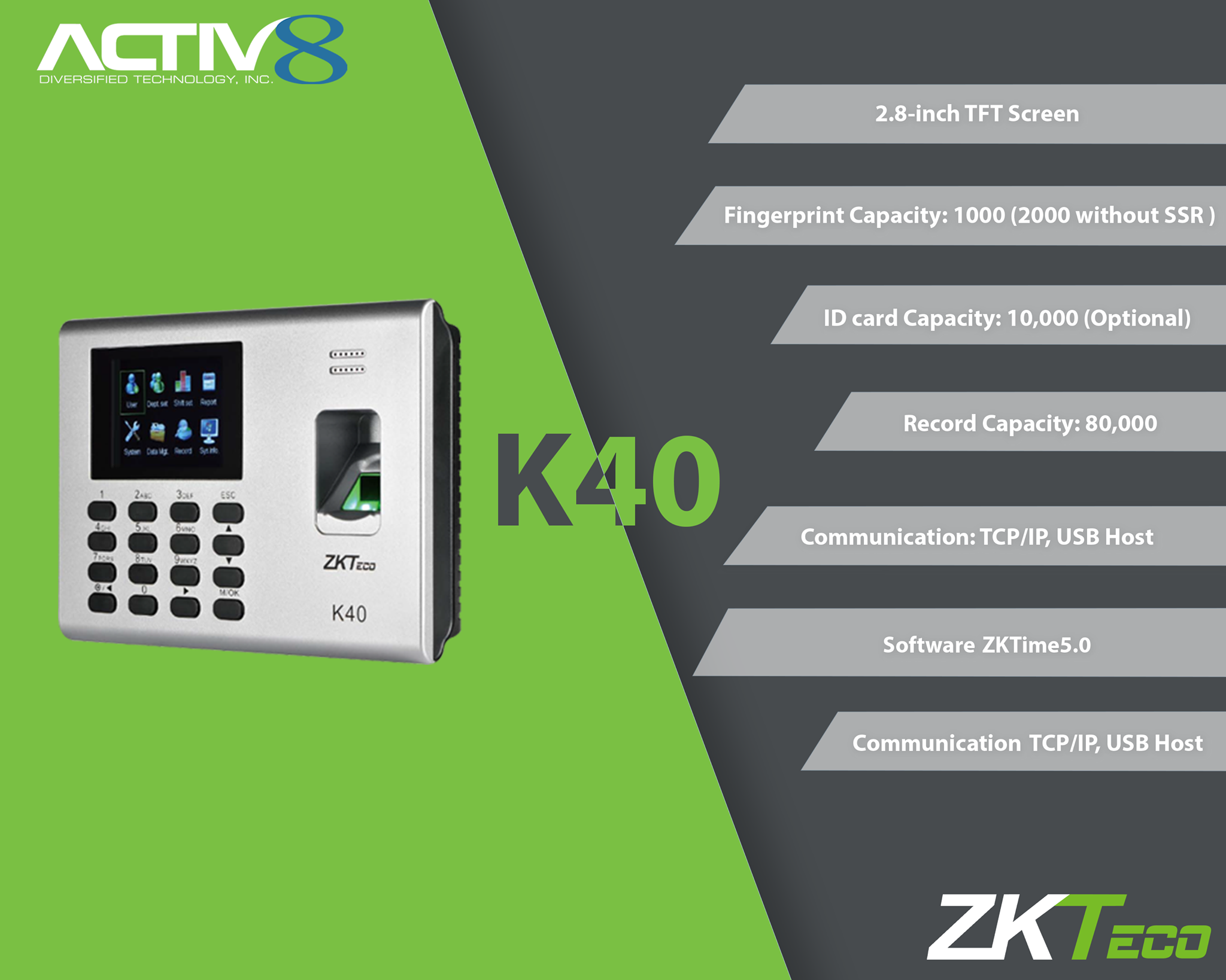 K40 is a 2.8 inch TFT... - Activ8 Diversified Technology