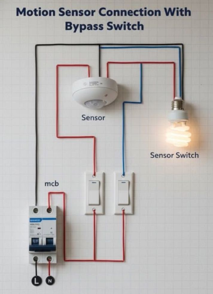 Motion Sensor Wiring with Bypass Switch | Facebook
