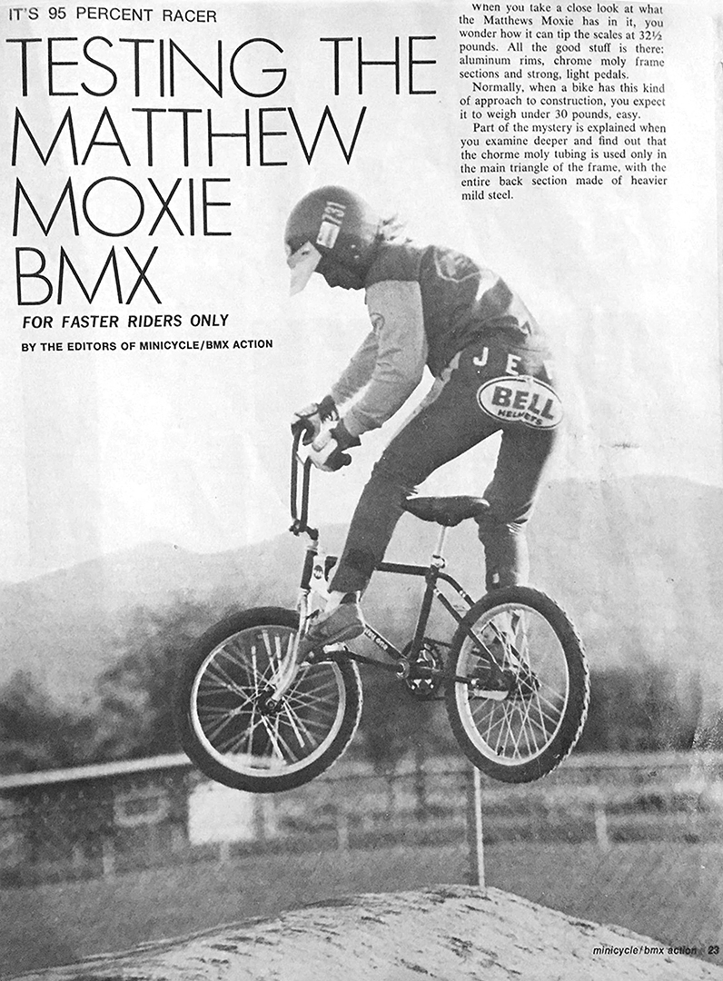 Testing the Matthews Moxie BMX bike for Minicycle/BMX Action magazine