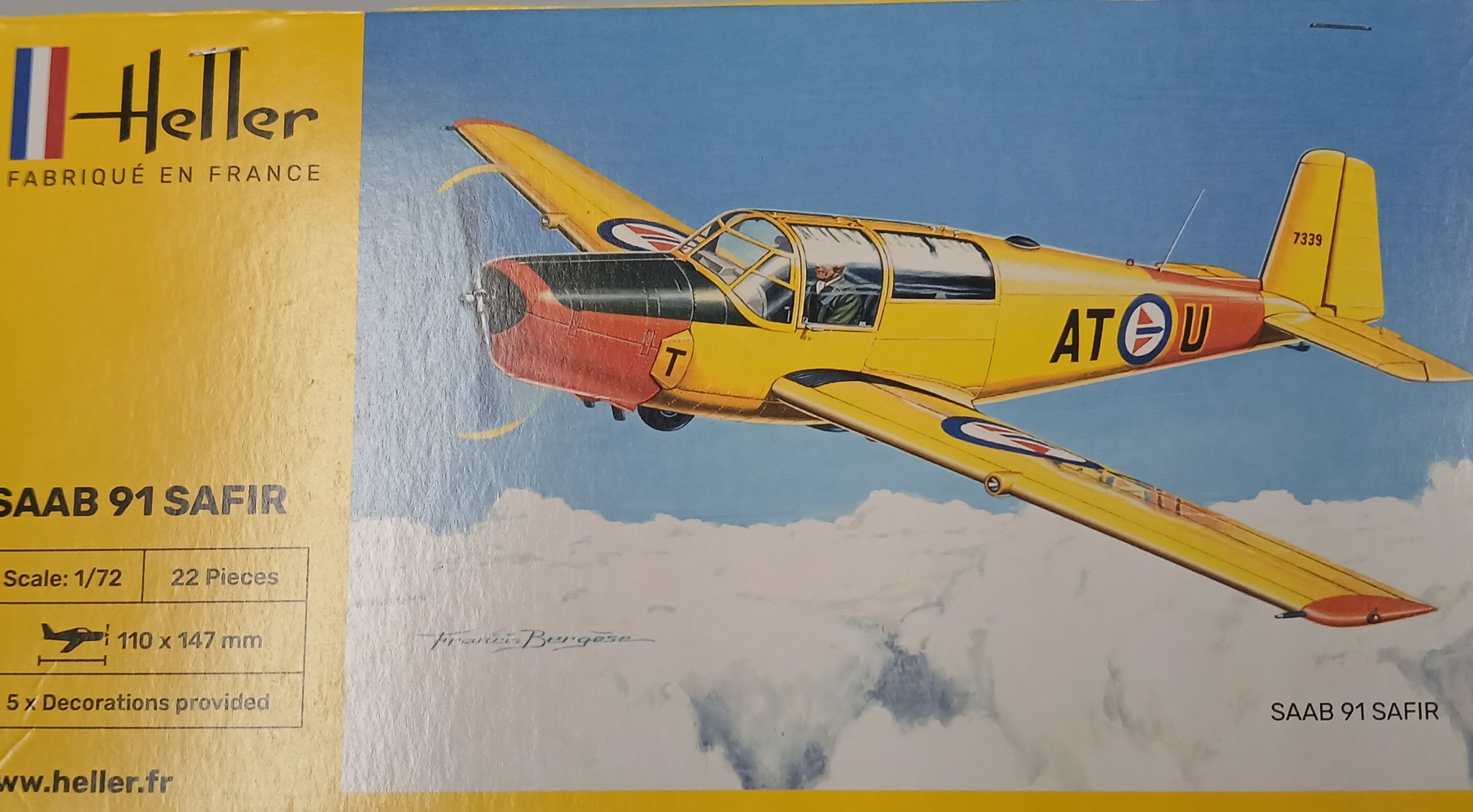 Heller Maquette Avion Saab Safir 91 – Échelle 1/72, 22 Pièces, Dimensions 11 X 14,7 Cm, Pour Passionnés De Modélisme