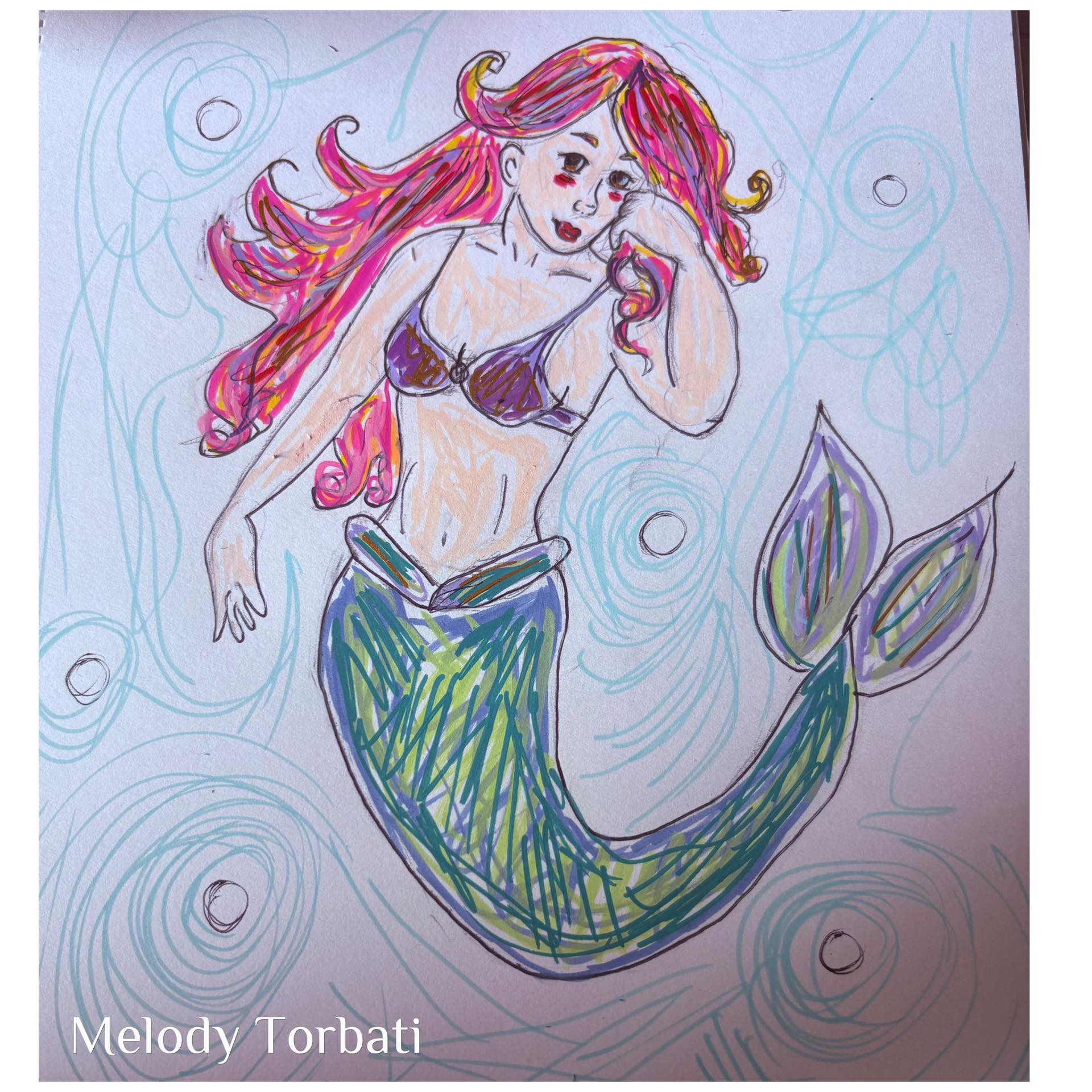 Artist shares daily mermaid drawing and creative journey