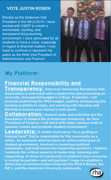 Justin Rosen for RHA VP of Finance