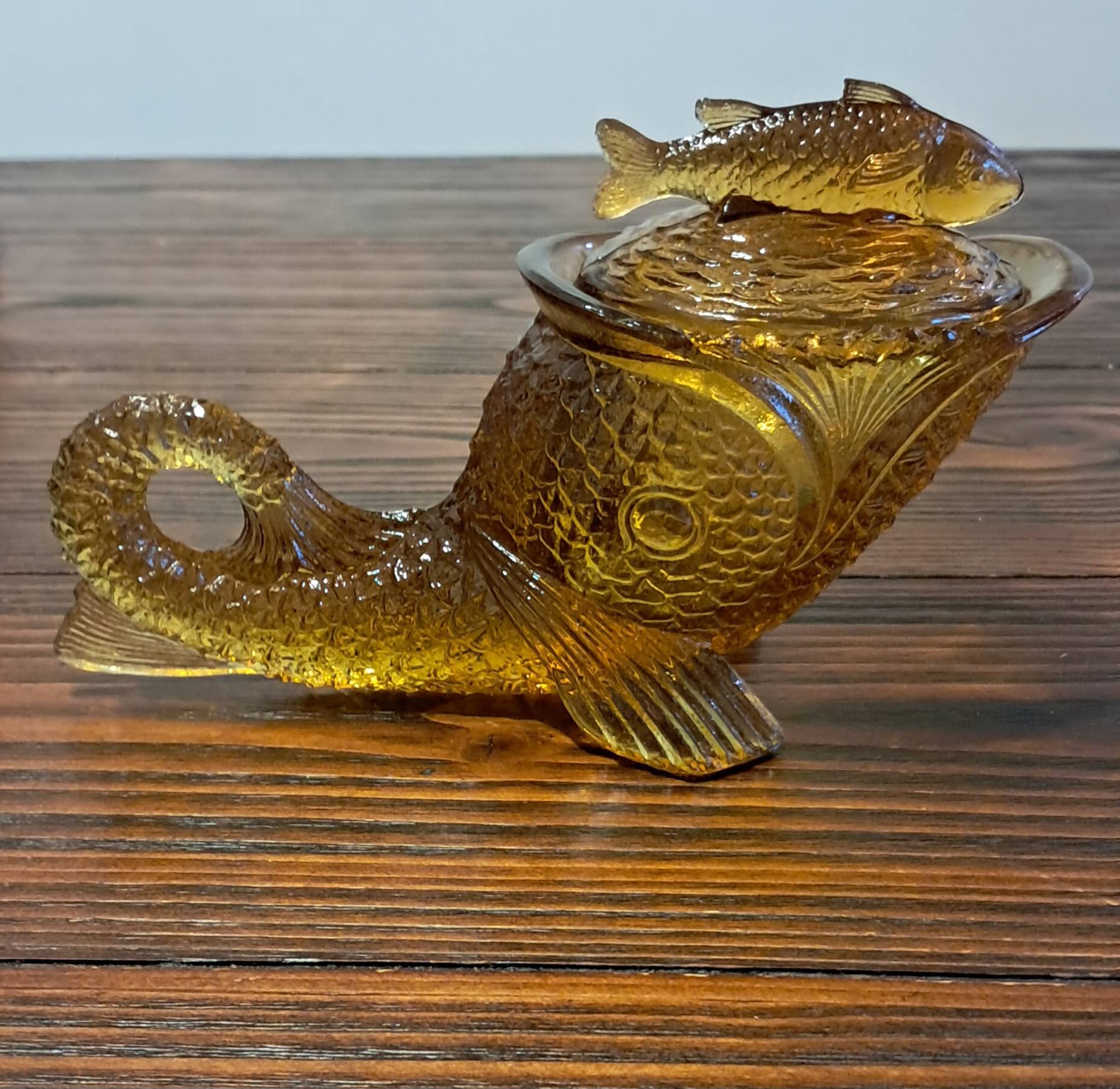 Vintage John E. Kemple Glassworks amber 