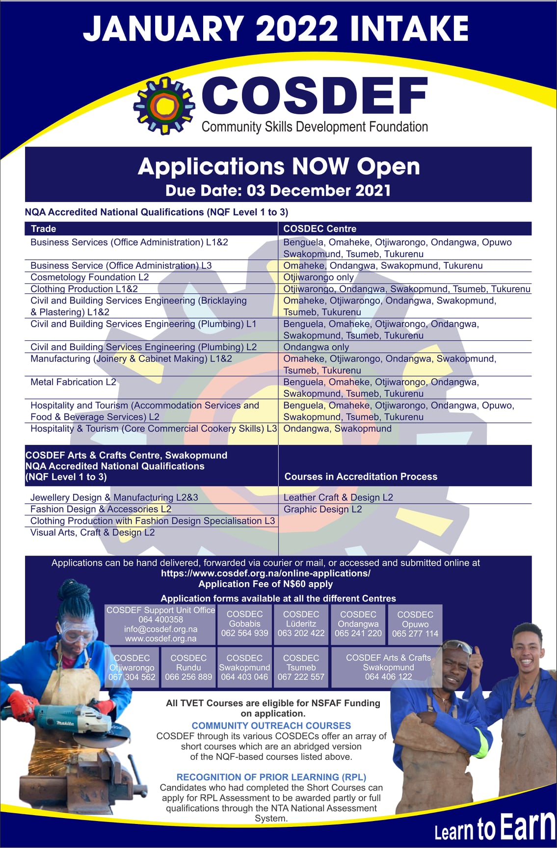2022 Applications across all Centre's... - Cosdec Swakopmund | Facebook