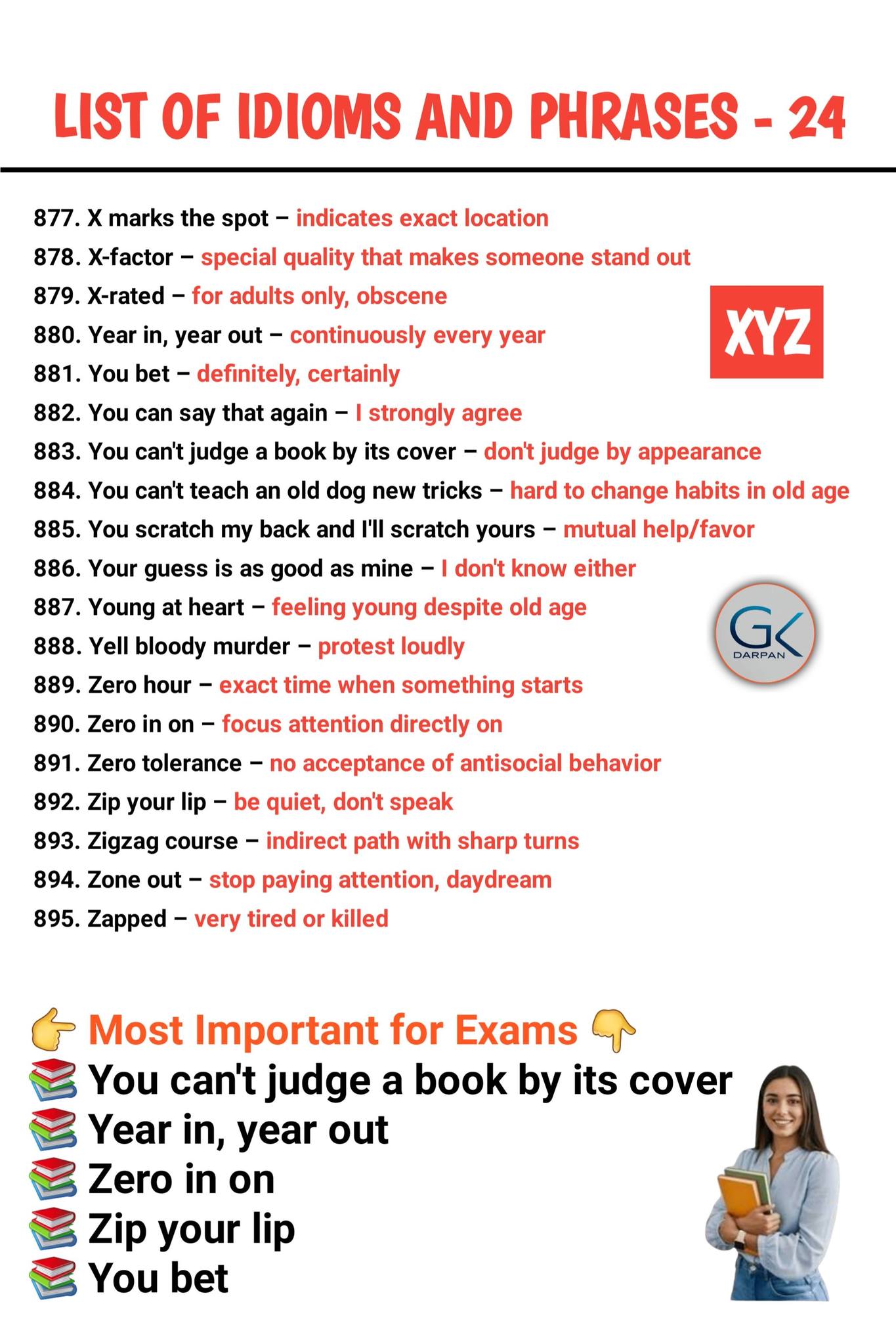 Idioms & Expressions Starting with X, Y & Z Rare but important! X