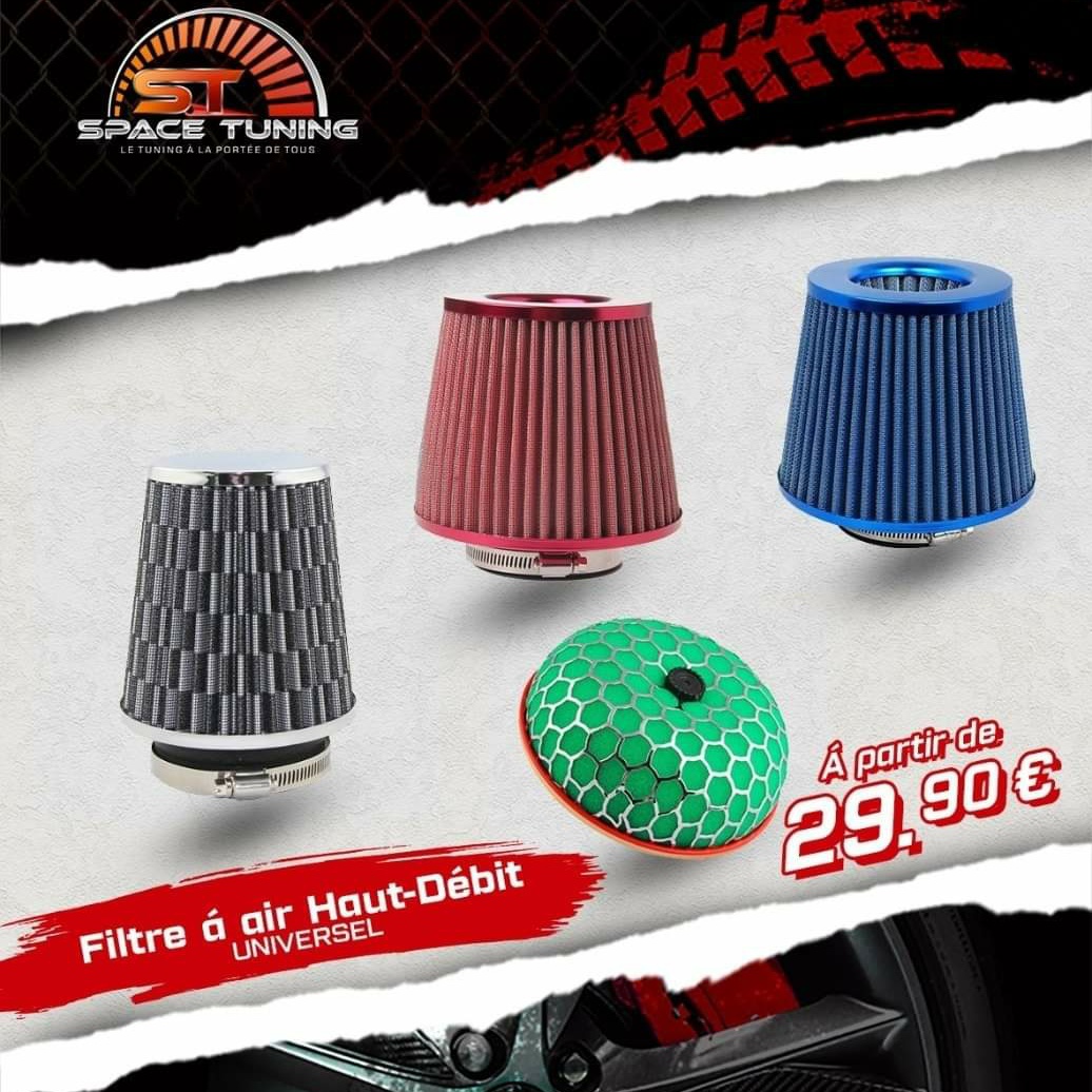 Filtre à Air Sport EUFAB McKita - Universel Avec 6 Adaptateurs - Rouge Foncé - Pour Booster Les Performances