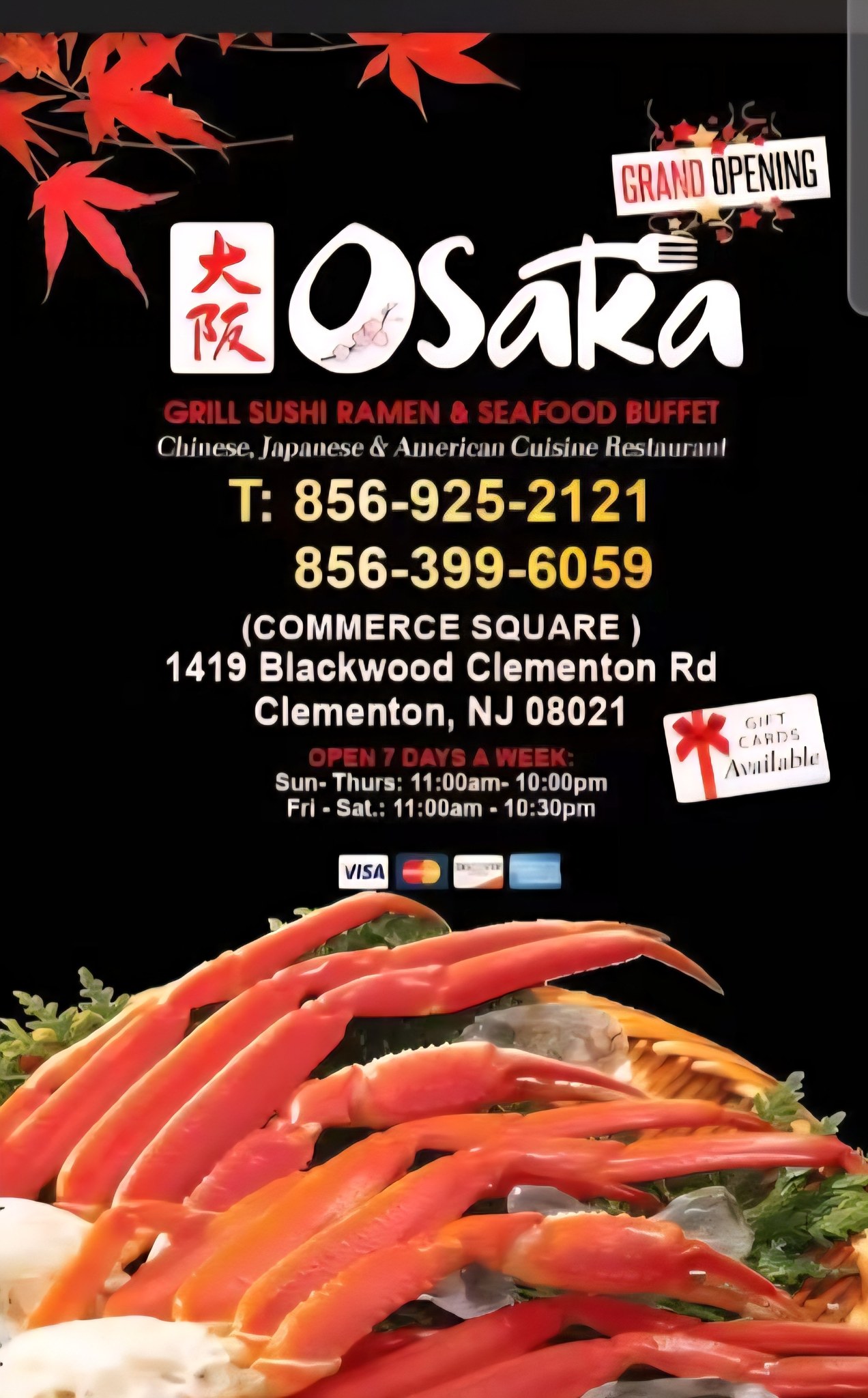 Good morning! Don't forget Osaka Sushi & Grill Buffet .locate at