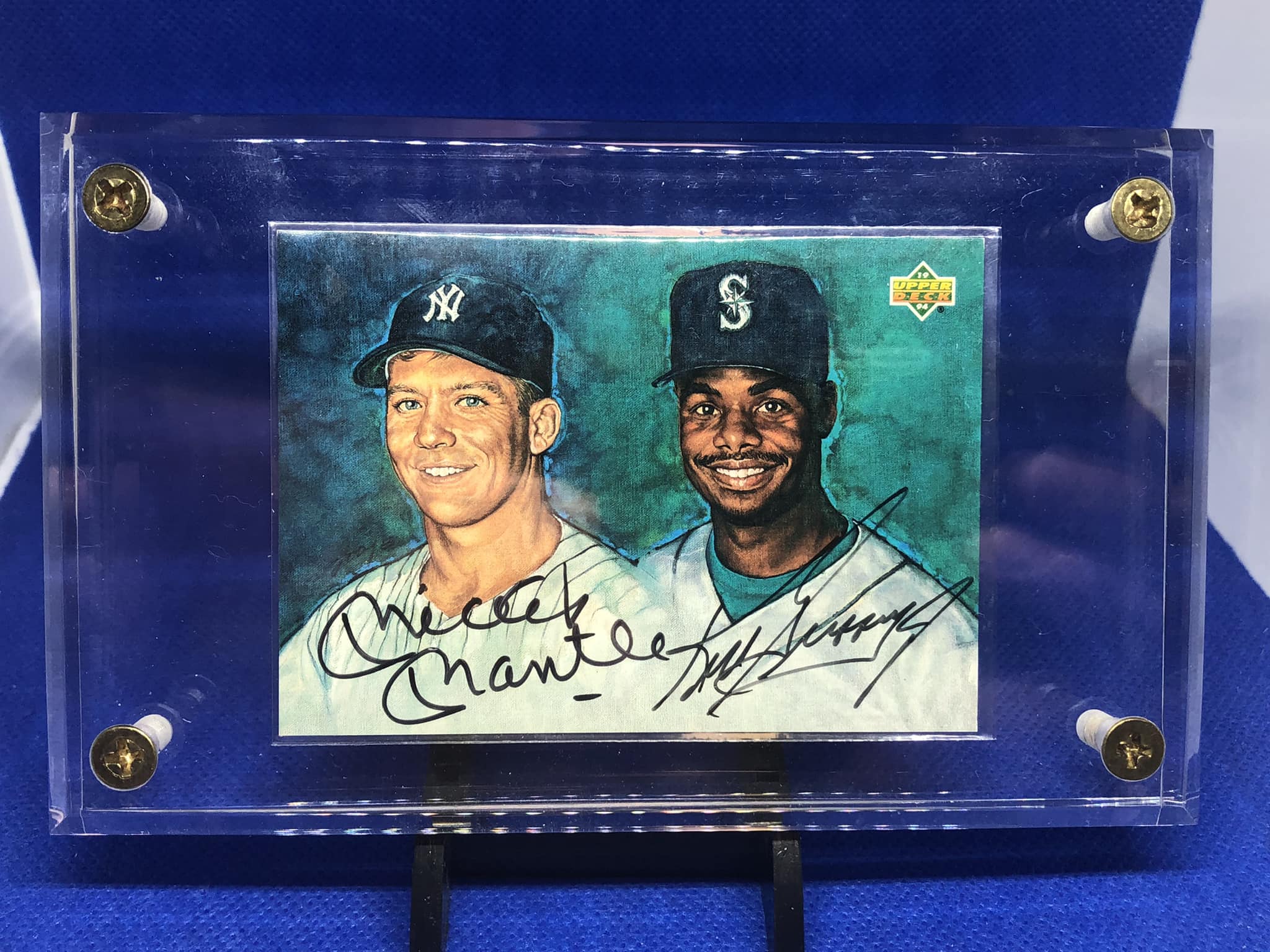Mickey Mantle and Ken Griffey Jr autographed baseball card set
