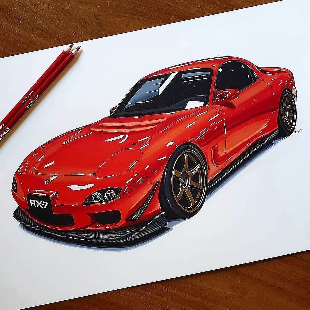 Mazda RX7 - Car Drawing by Floridi Diego | Facebook