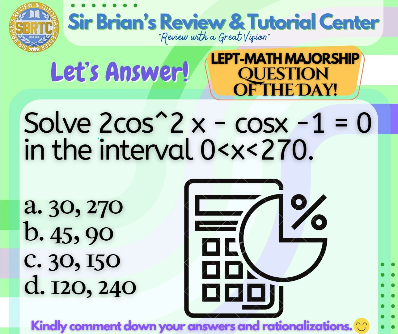 Sir - LEPT -MATH MAJORSHIP QUESTION OF THE DAY! NOTE: We are now ...