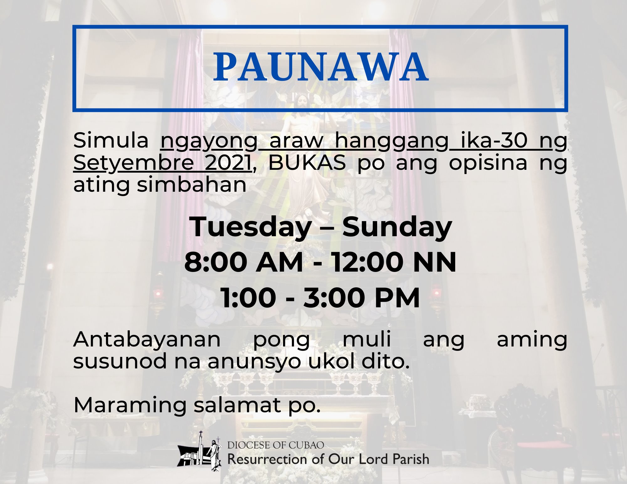 Simula... - Resurrection of Our Lord Parish (ROLP) - Paltok