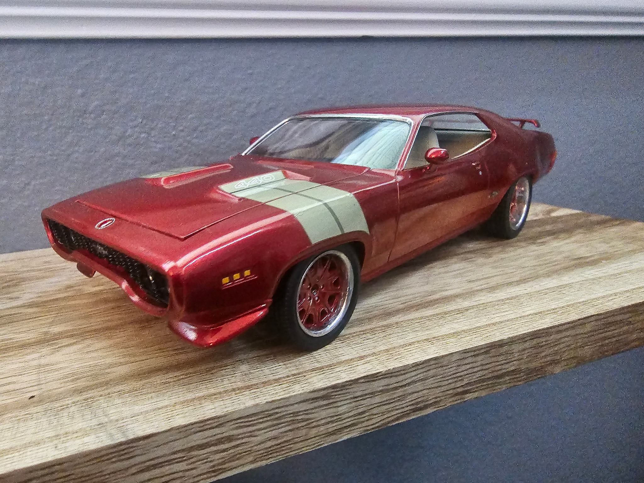 Custom 1971 Revell GTX model car in metallic red