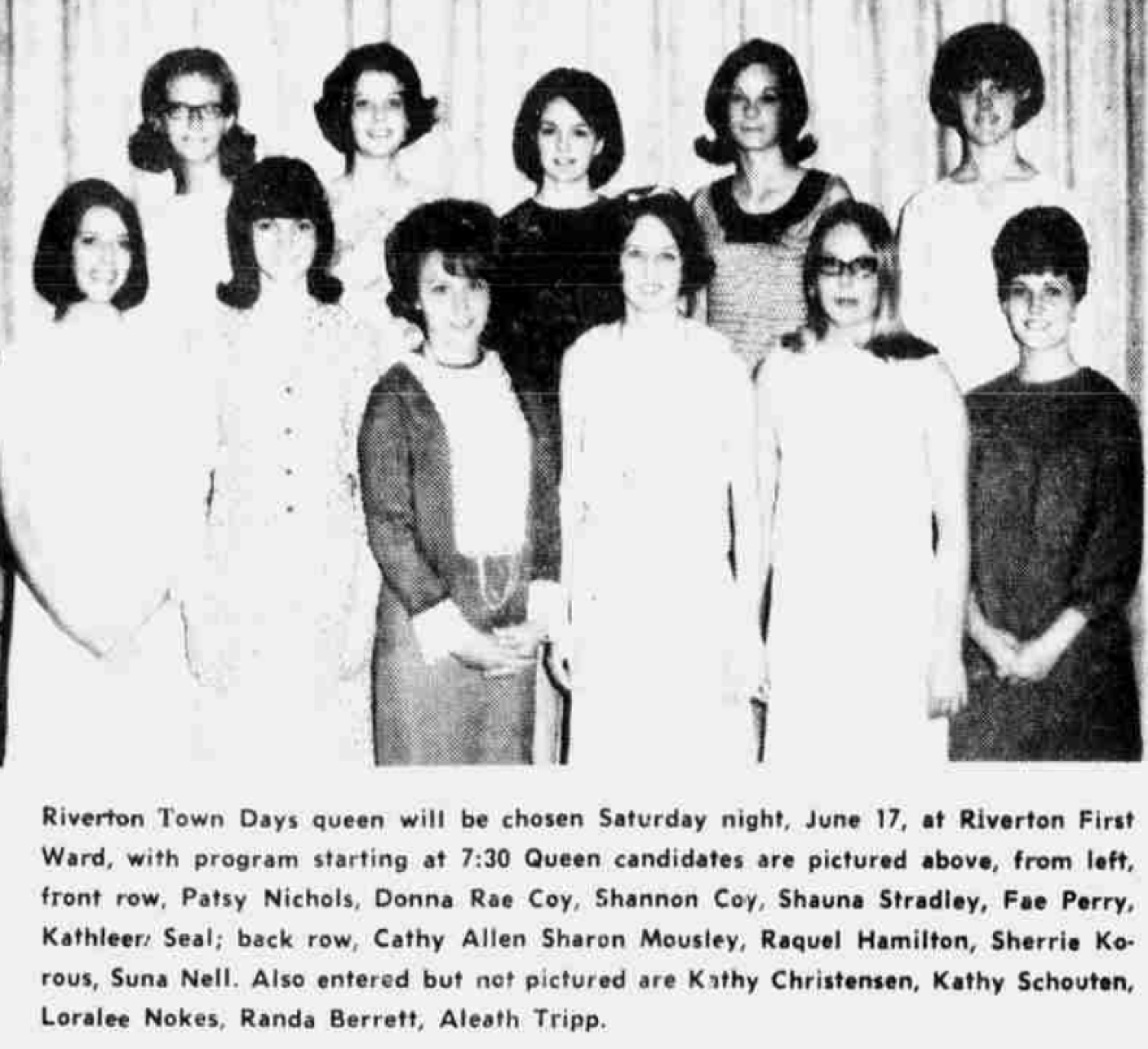 Riverton Utah - Miss Riverton contestants 1967 who do you... | Facebook
