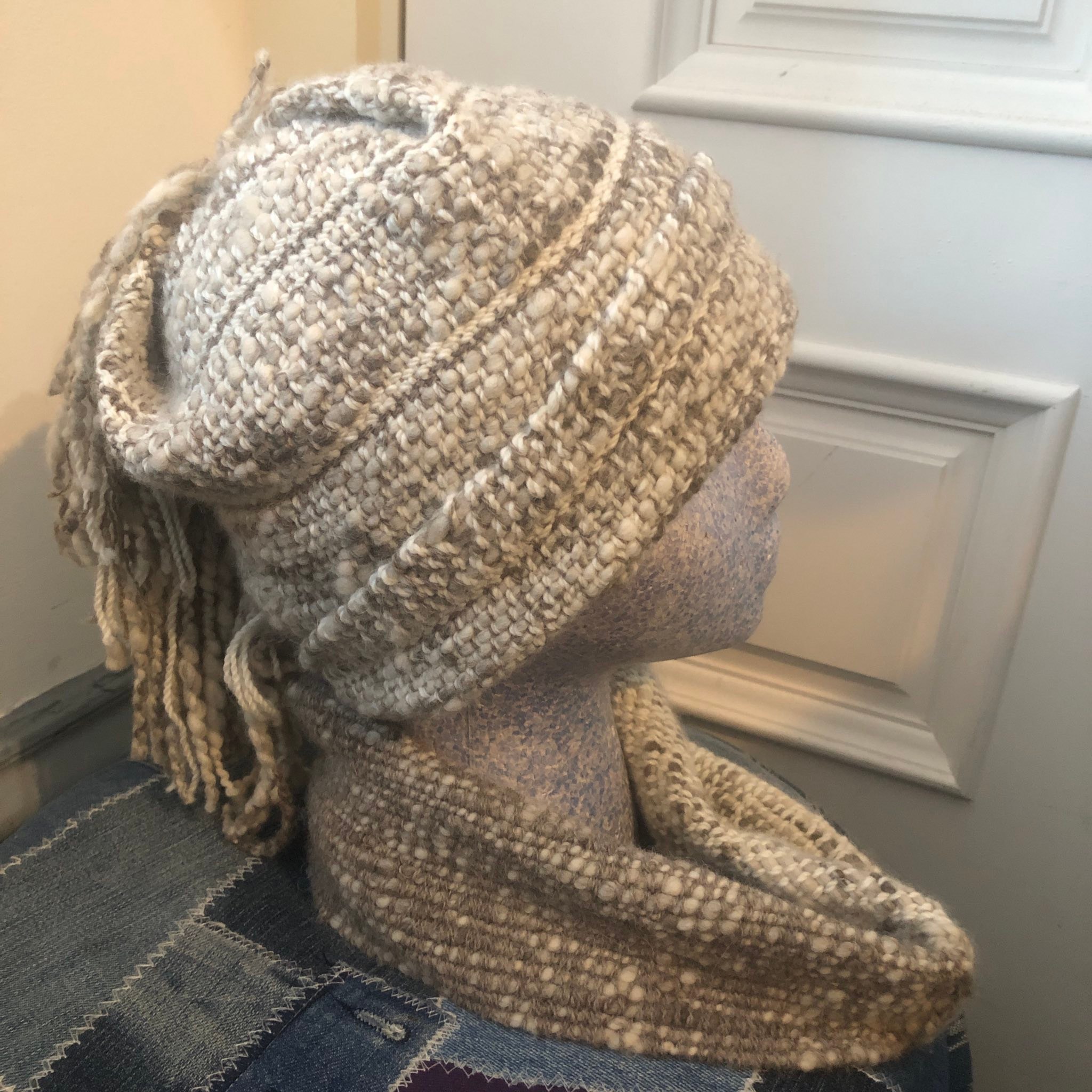 Handwoven yak, alpaca, and merino cowl and hat set