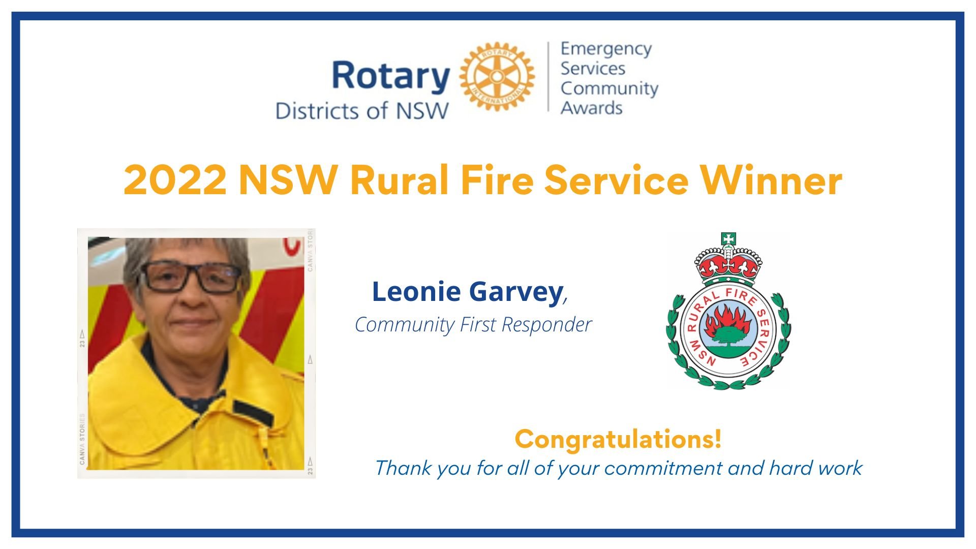 Congratulations to Leonie Garvey... - NSW Rural Fire Service | Facebook