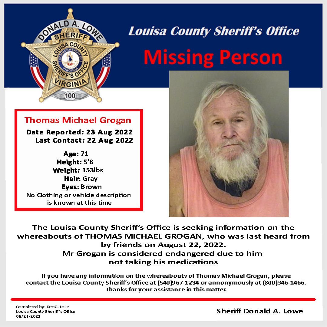 Louisa - *********ENDANGERED MISSING PERSON********** The Louisa County ...