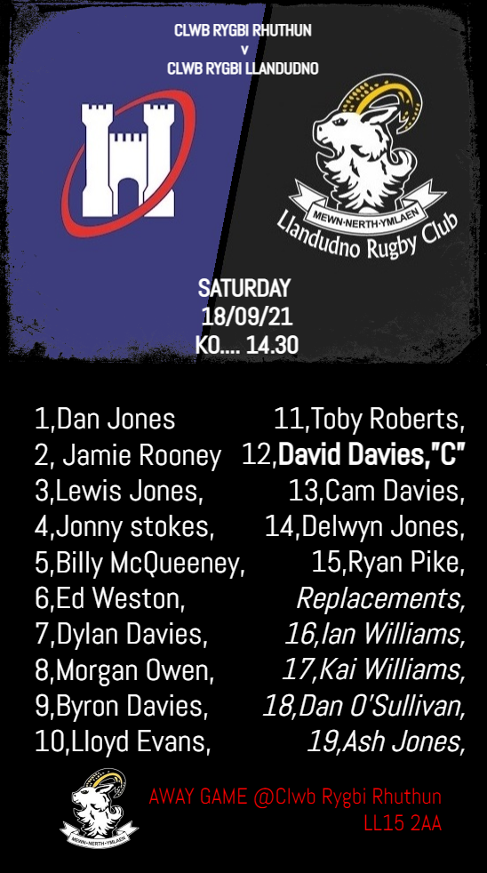GOOD LUCK GOATS!!! - Clwb Rygbi Llandudno Rugby Club