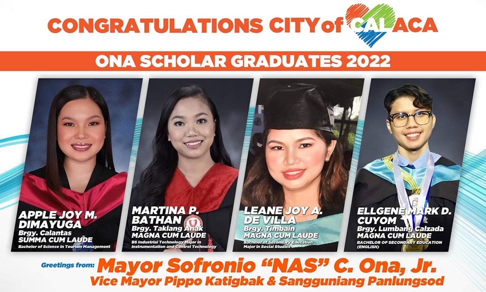 CONGRATULATIONS, ONA SCHOLAR GRADUATES... - Gawang Calaca PIO