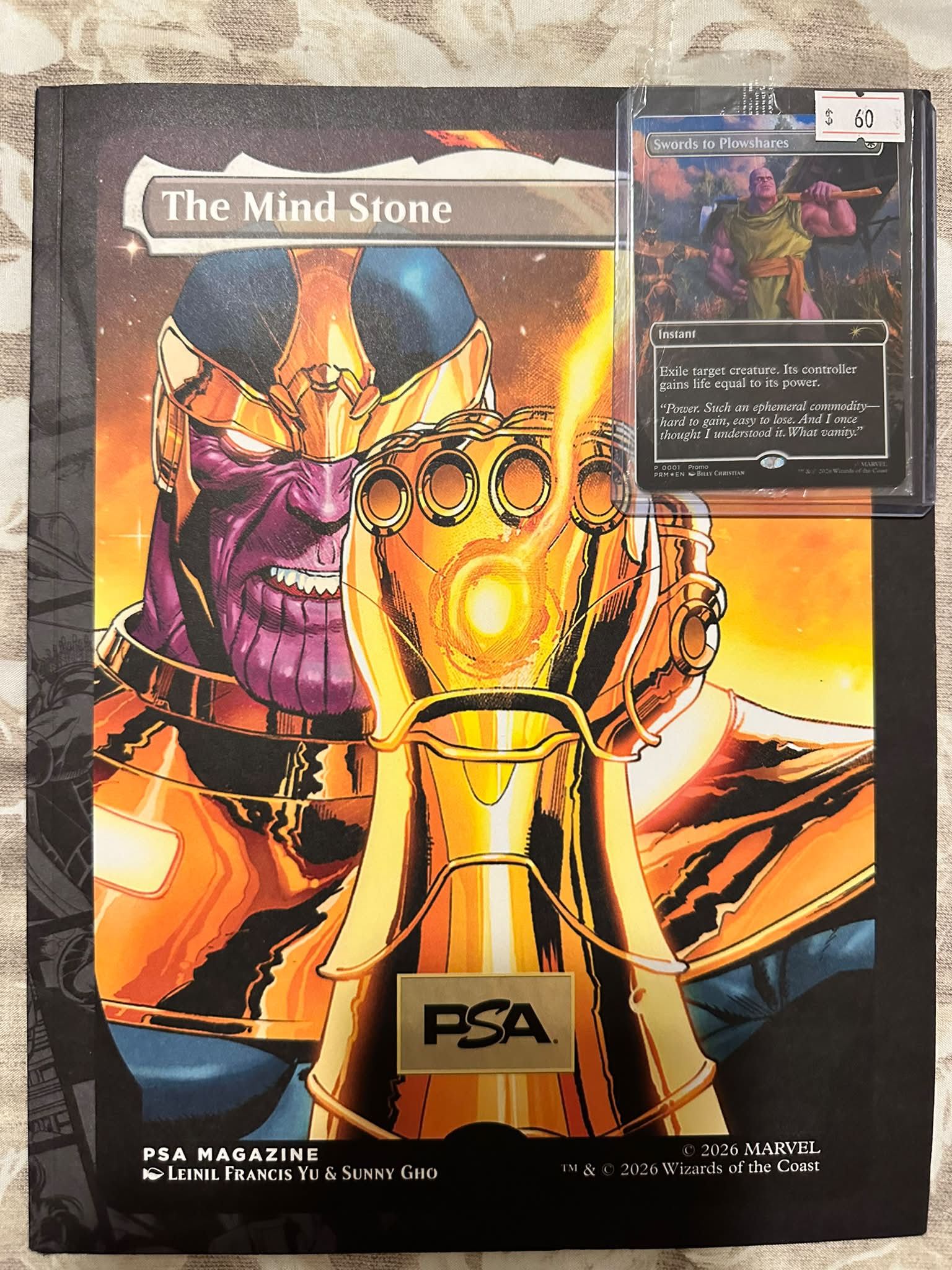 Thanos-themed Marvel MTG Swords to Plowshares distributed through
