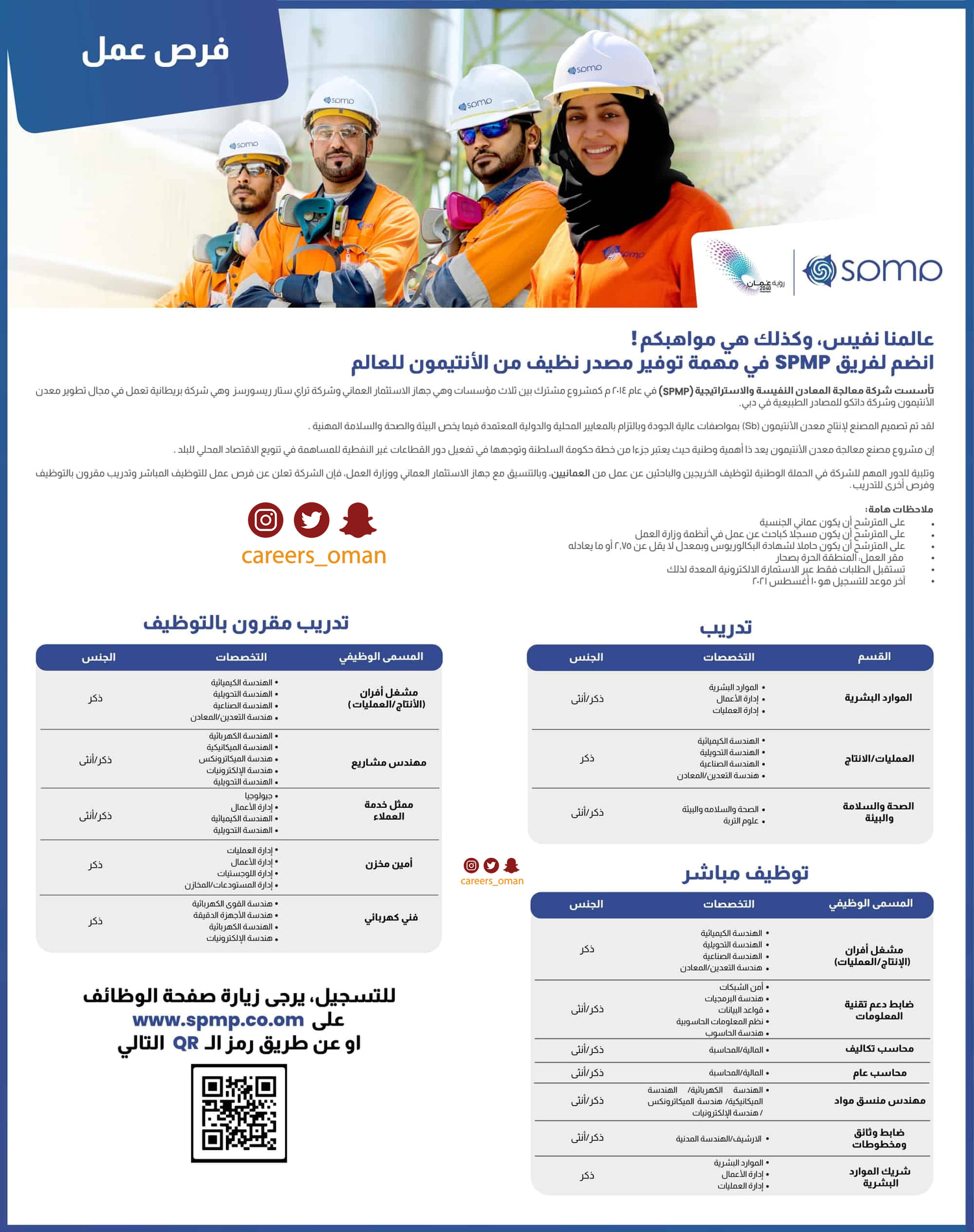 وظائف عمان السبت 31 7 2021 شركة معالجة المعادن פייסבוק