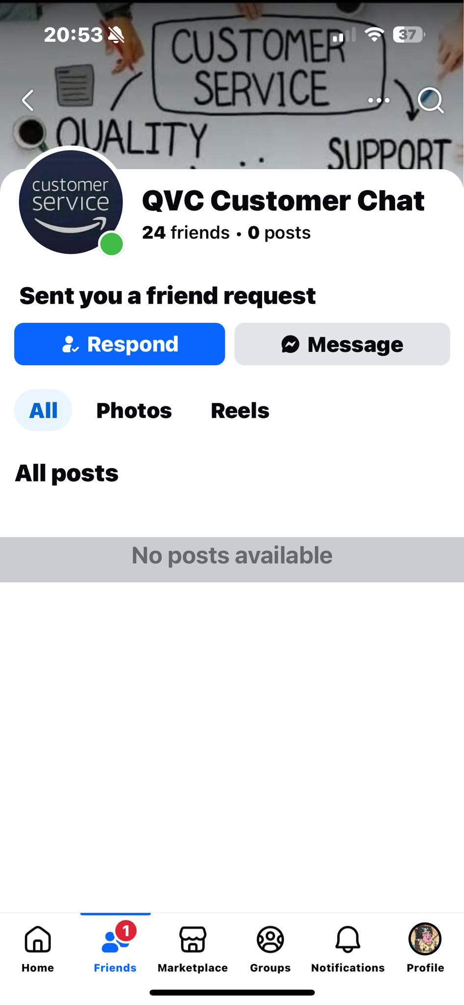 Has anyone else has a friend request from this account ? Looks dodgy ...
