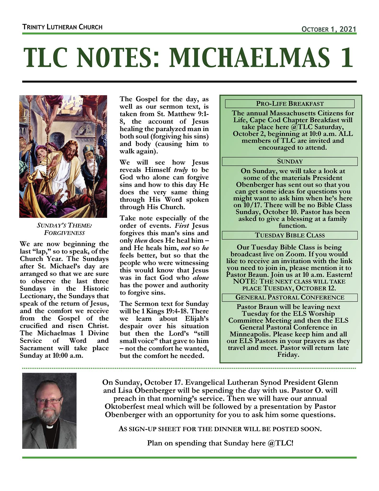 YOUR TLC NOTES!... - Trinity Lutheran Church Cape Cod