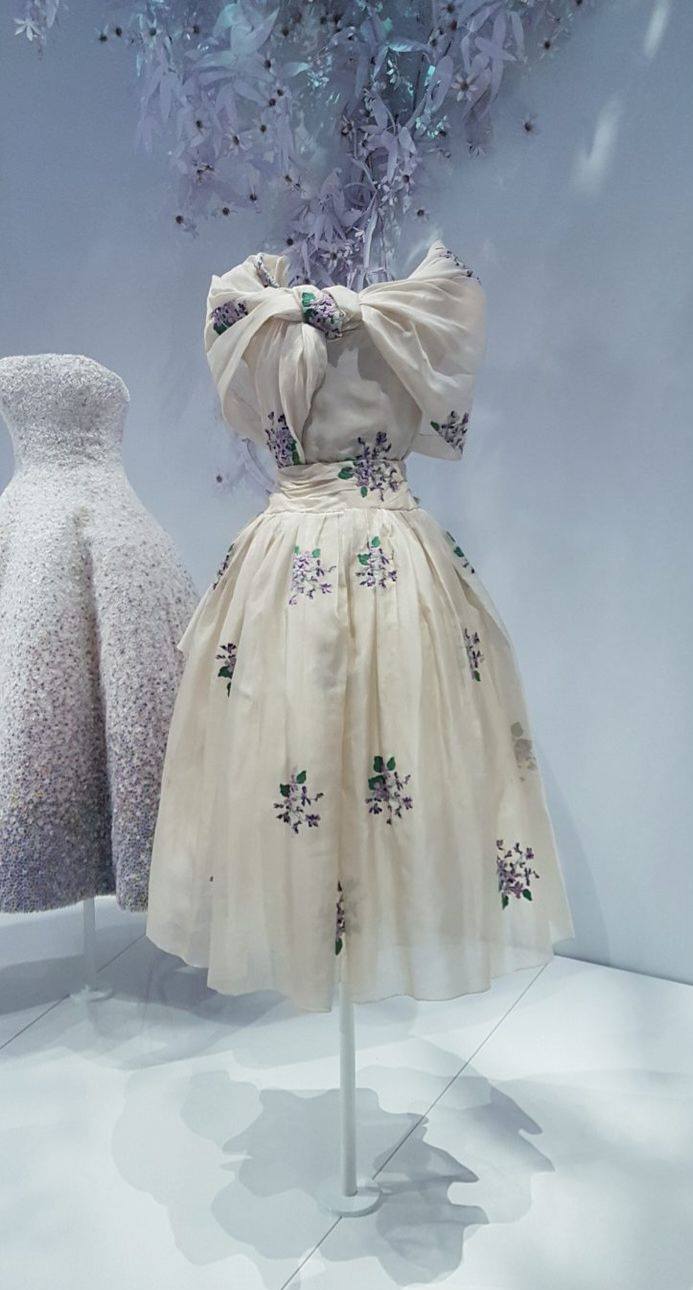 open lace back dress Christian Dior Boutique Paris 1950s Silk Organza Embroidered Lily of   butchwaxvintage