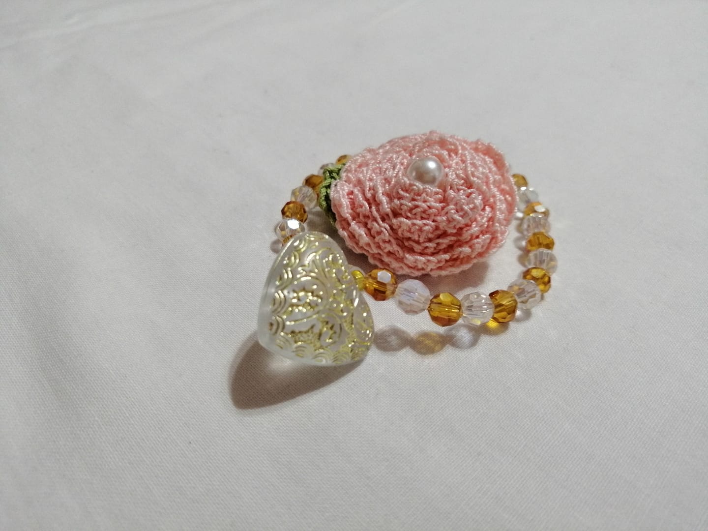 Spilla A Fiore Camelia Fatta A Mano – Colore Rosa, Tessuto E Metallo, Nuova