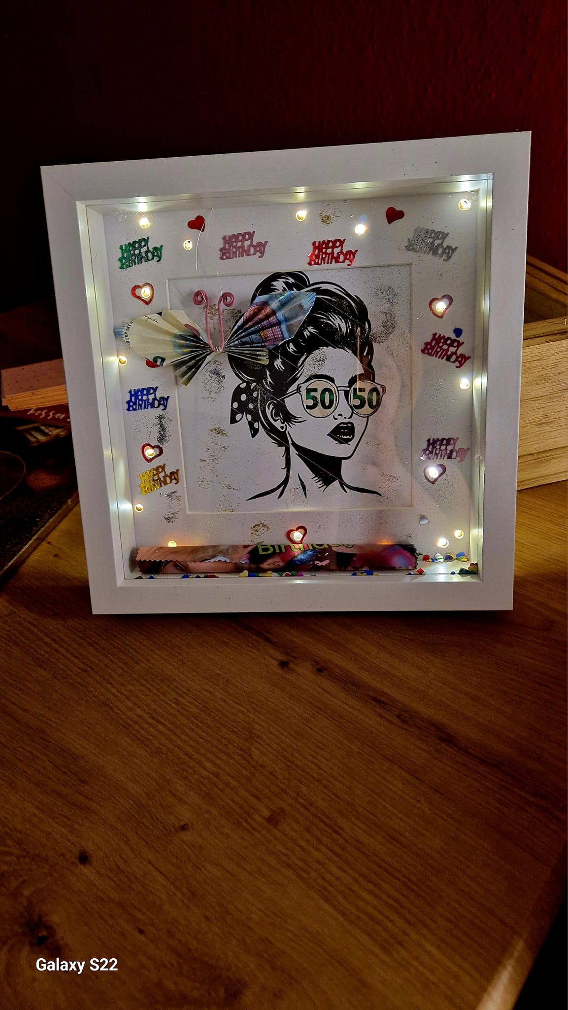 Für eine Freundin die demnächst 50 wird. Sie wünscht sich Geld für eine neue Brille. Die Idee habe ich von hier
