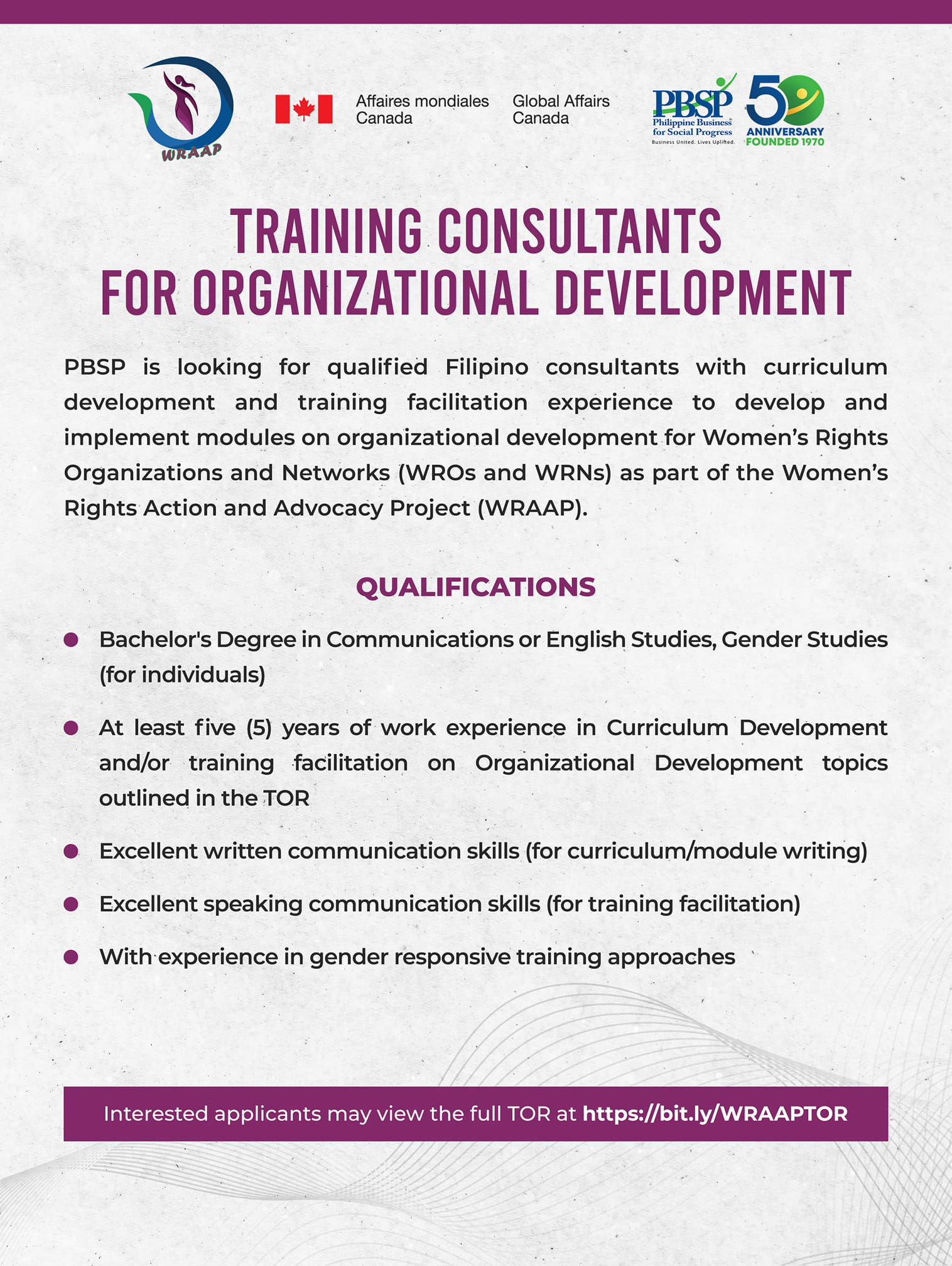 PBSP - The Women’s Rights, Action, and Advocacy Project (WRAAP) is ...