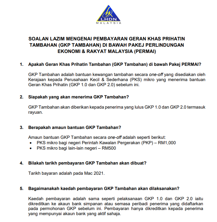 J S Management Company Chartered Accountant Good News To Those Received Gkp 1 0 Or Gkp 2 0 Gkp 3 0 Will Be Given Automatically Rm 1 000 One Off Payment To Those In