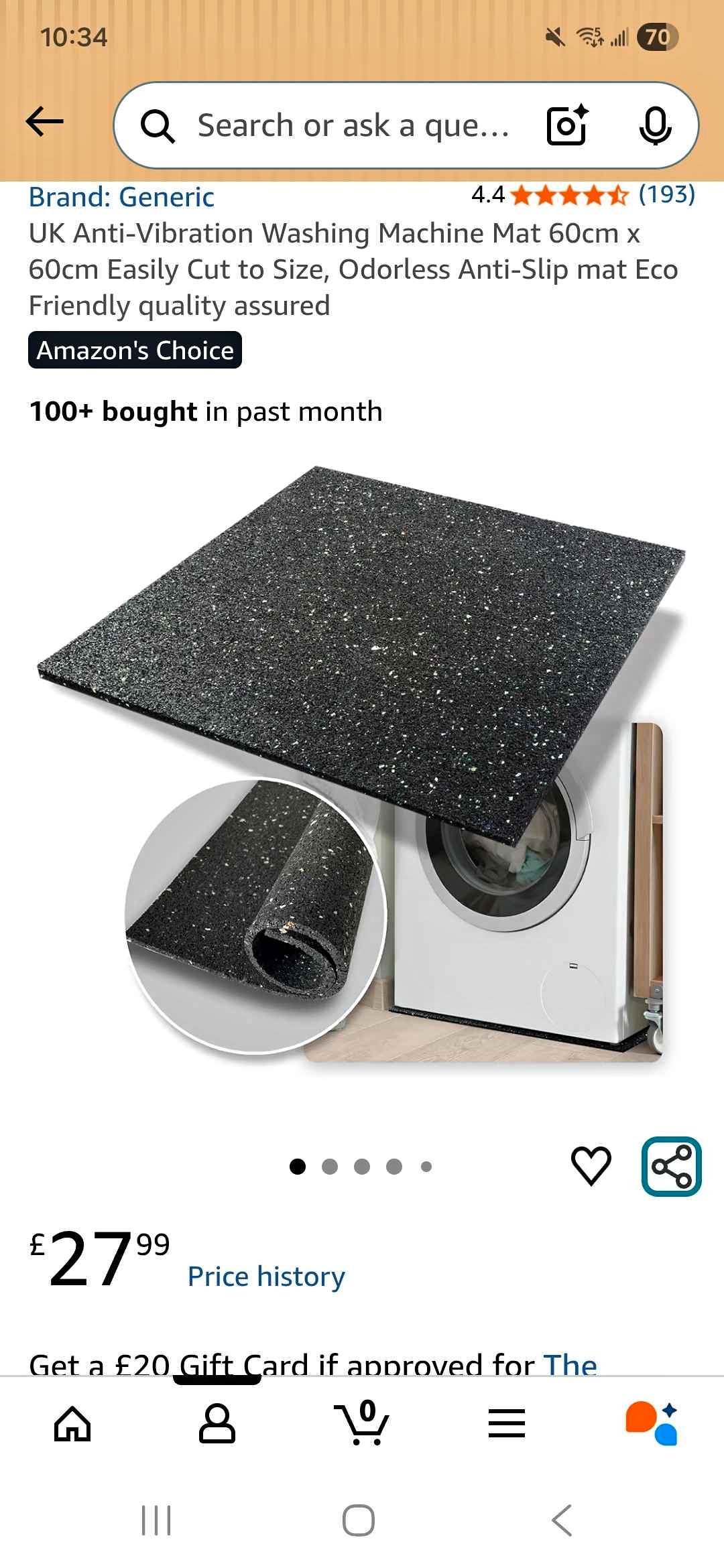 Brand New Anti-Vibration Washing Machine Mat – 60cm x 60cm – Boxed ...
