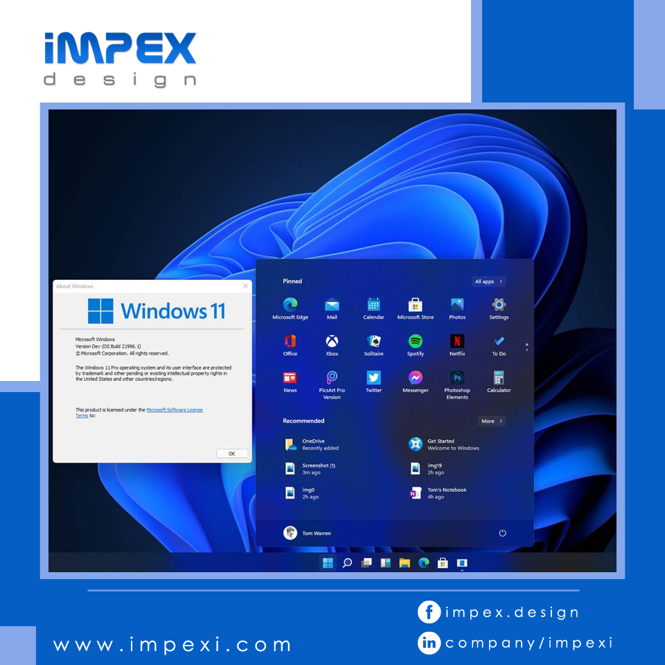 Impex Design - تسريبات تكشف عن ويندوز 11 مع تغييرات كبيرة... | Facebook