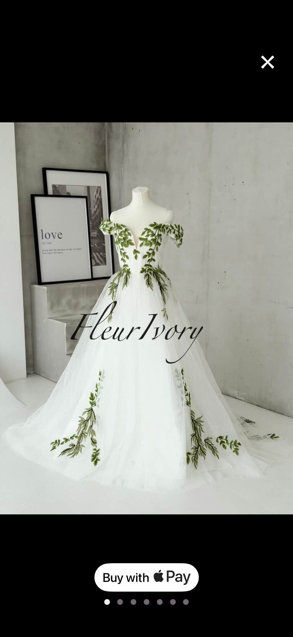 white wedding dress with green leaves Unique dresses embroidery? main fabric: scuba