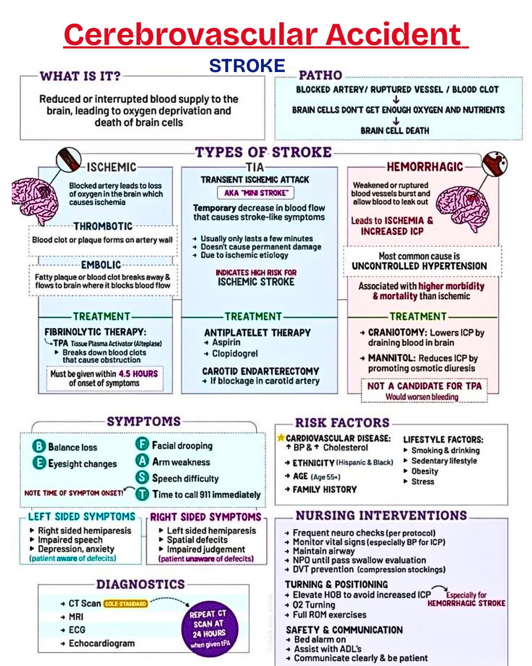 Ma - Easy to understand CVA overview 🧠🧐🩺👇 CVA — Cerebrovascular ...