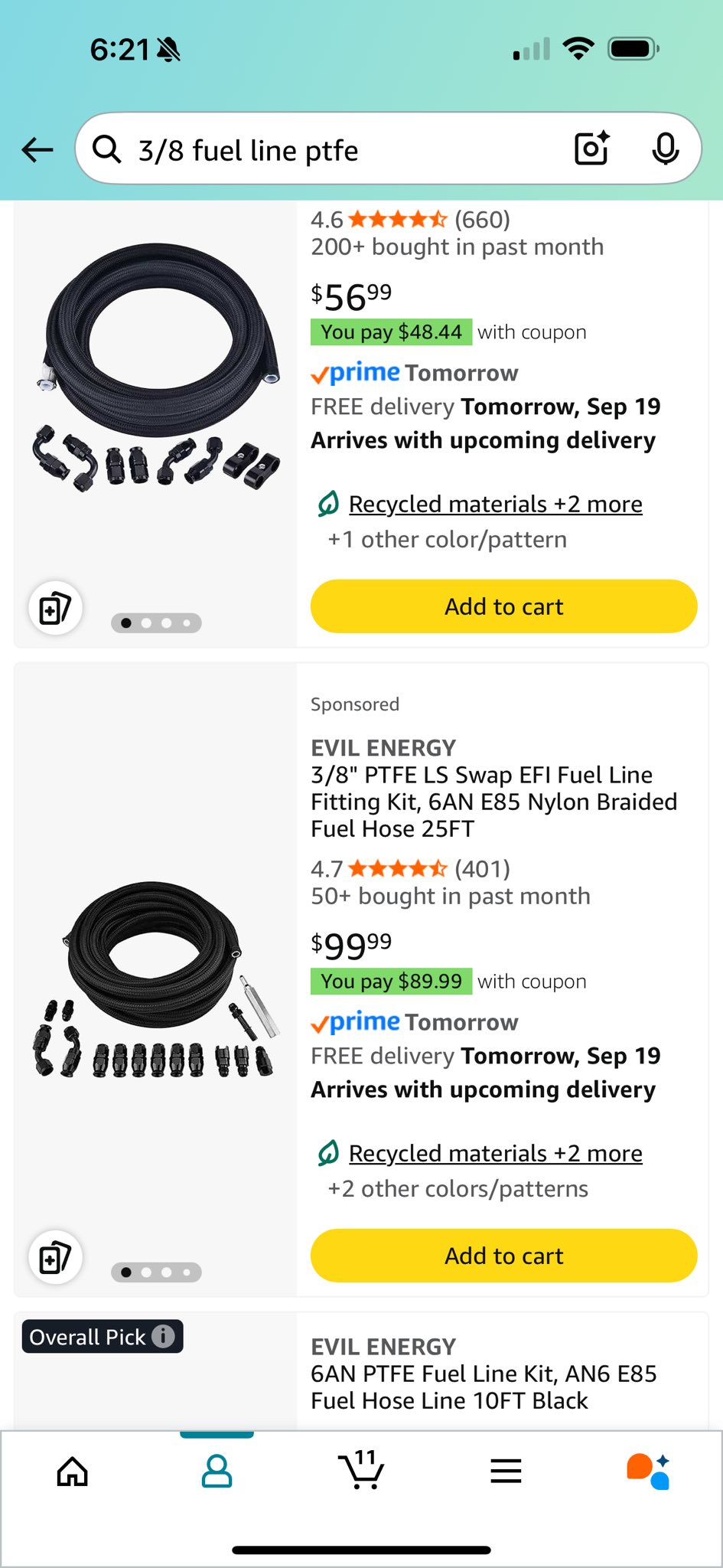 EVIL ENERGY 6AN 3/8 PTFE LS Swap EFI Fuel Line Fitting Kit E85 Nylon Braided Fuel Hose 25ft Evilenergy 1692586799381