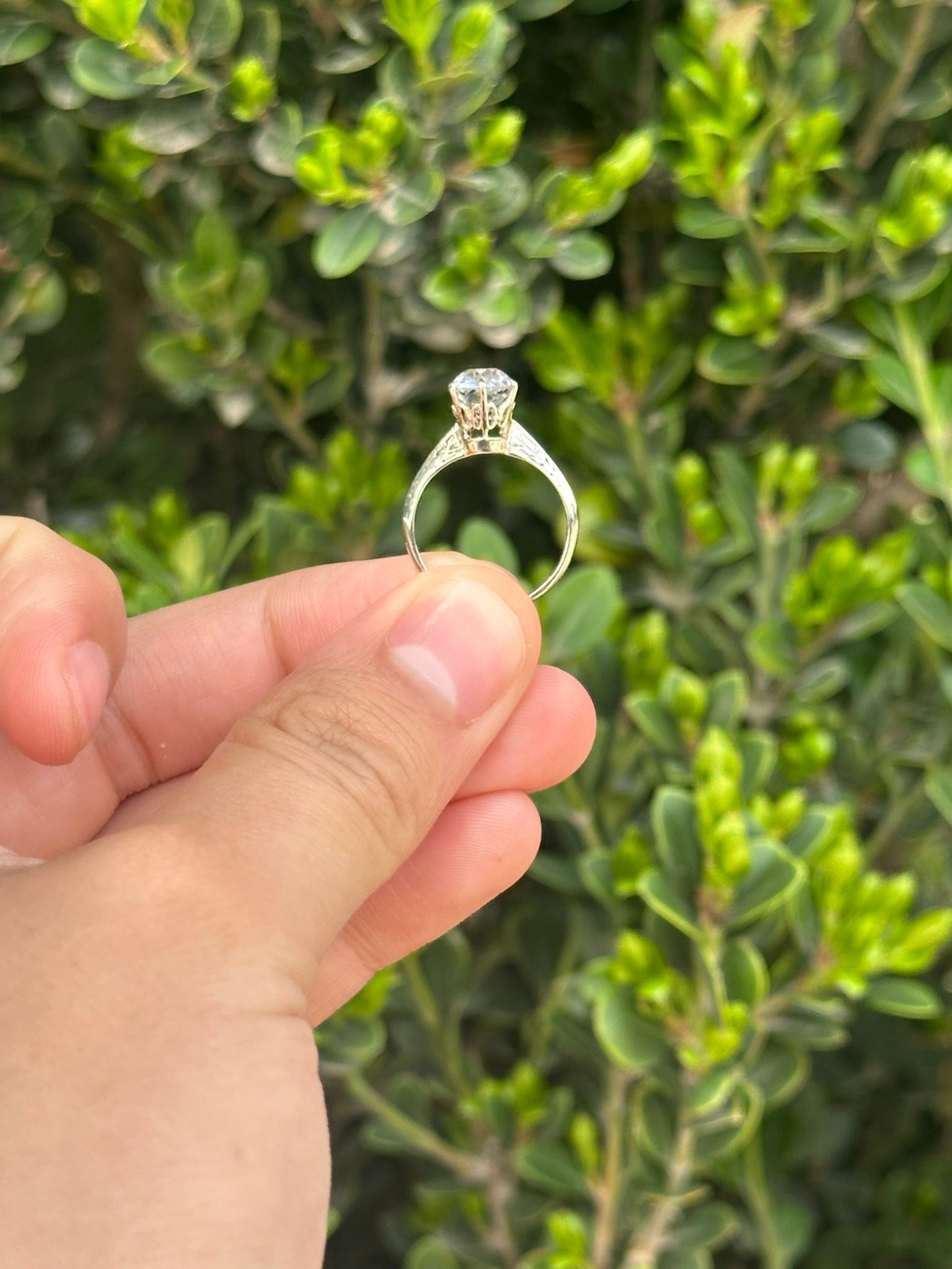 14 kt white gold art deco style ring for sale