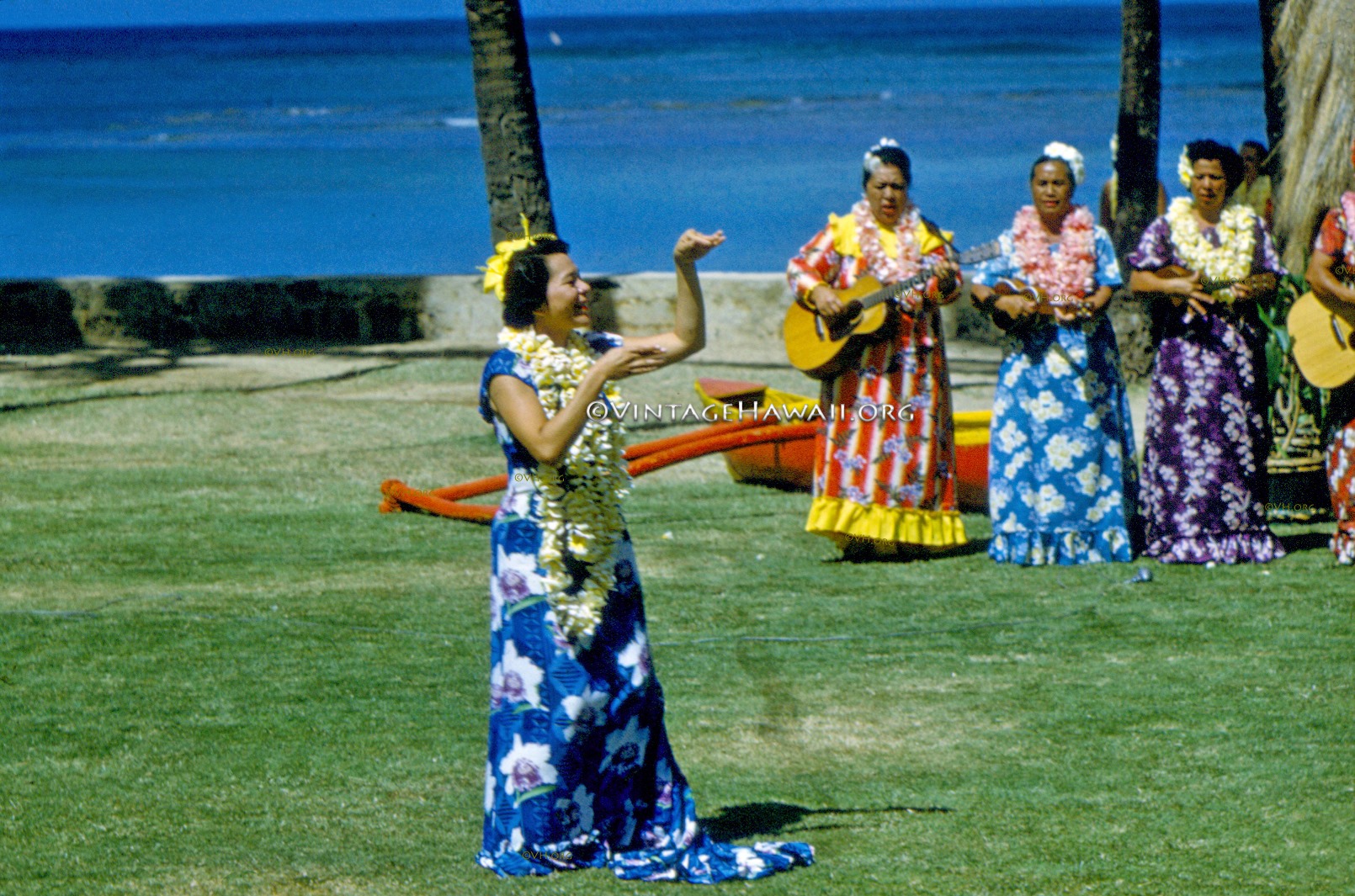 Vintage 1970s: The Kodak Hula Show, on the beach at Waikiki, on
