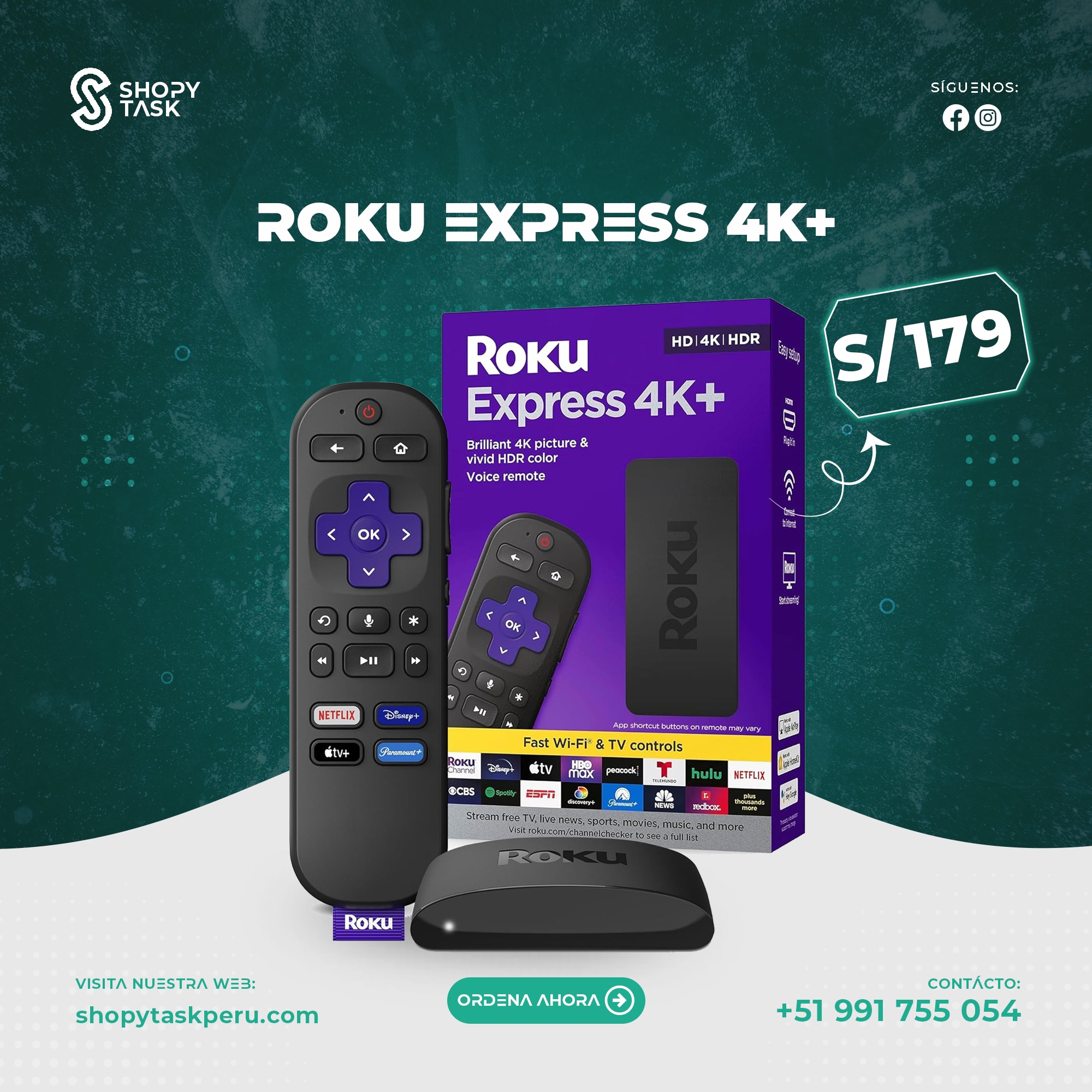ShopyTask Perú - Convierte tu TV en Smart con el Roku Express 4K ...