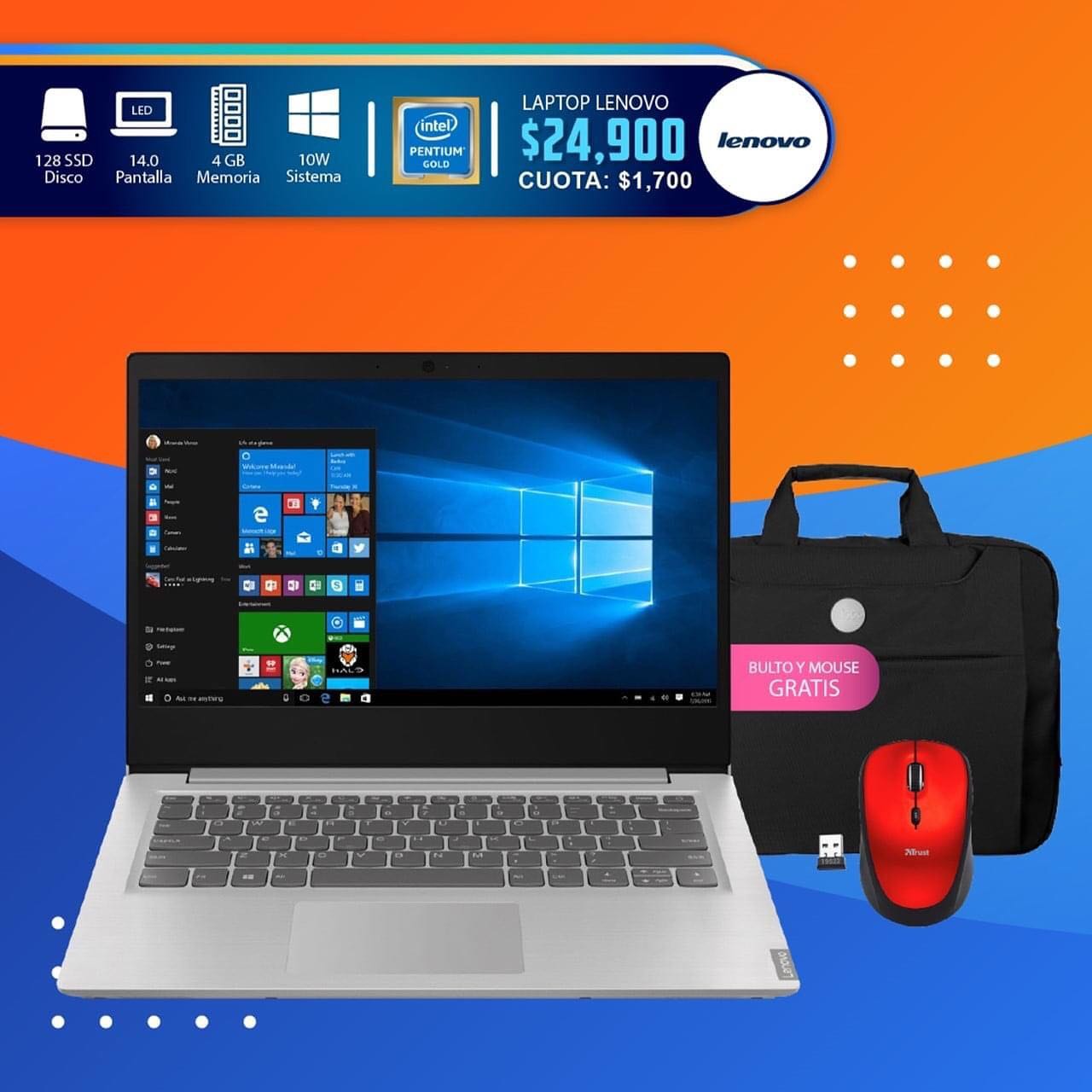 OAS Computer - Laptop Lenovo con Bulto y Mouse Inalámbrico...
