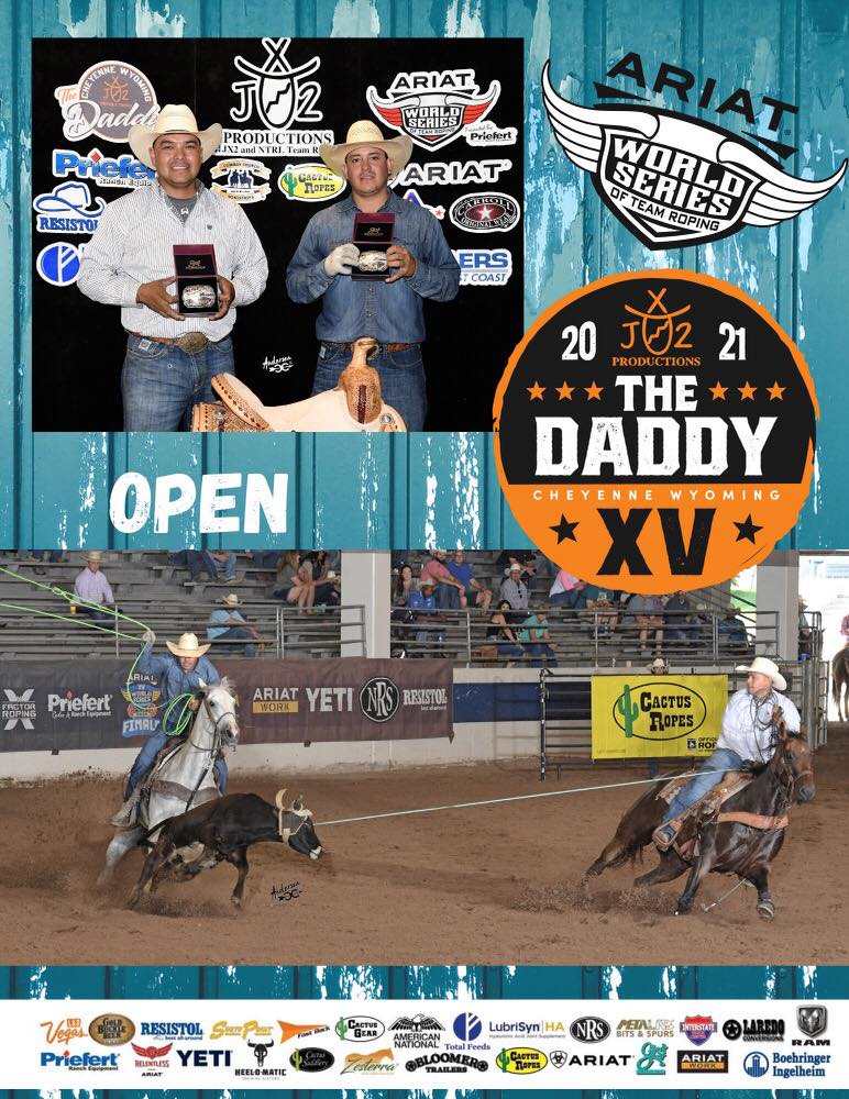 The Daddy Round 15 Gold Buckle... - JX2 and NTRL Team Roping