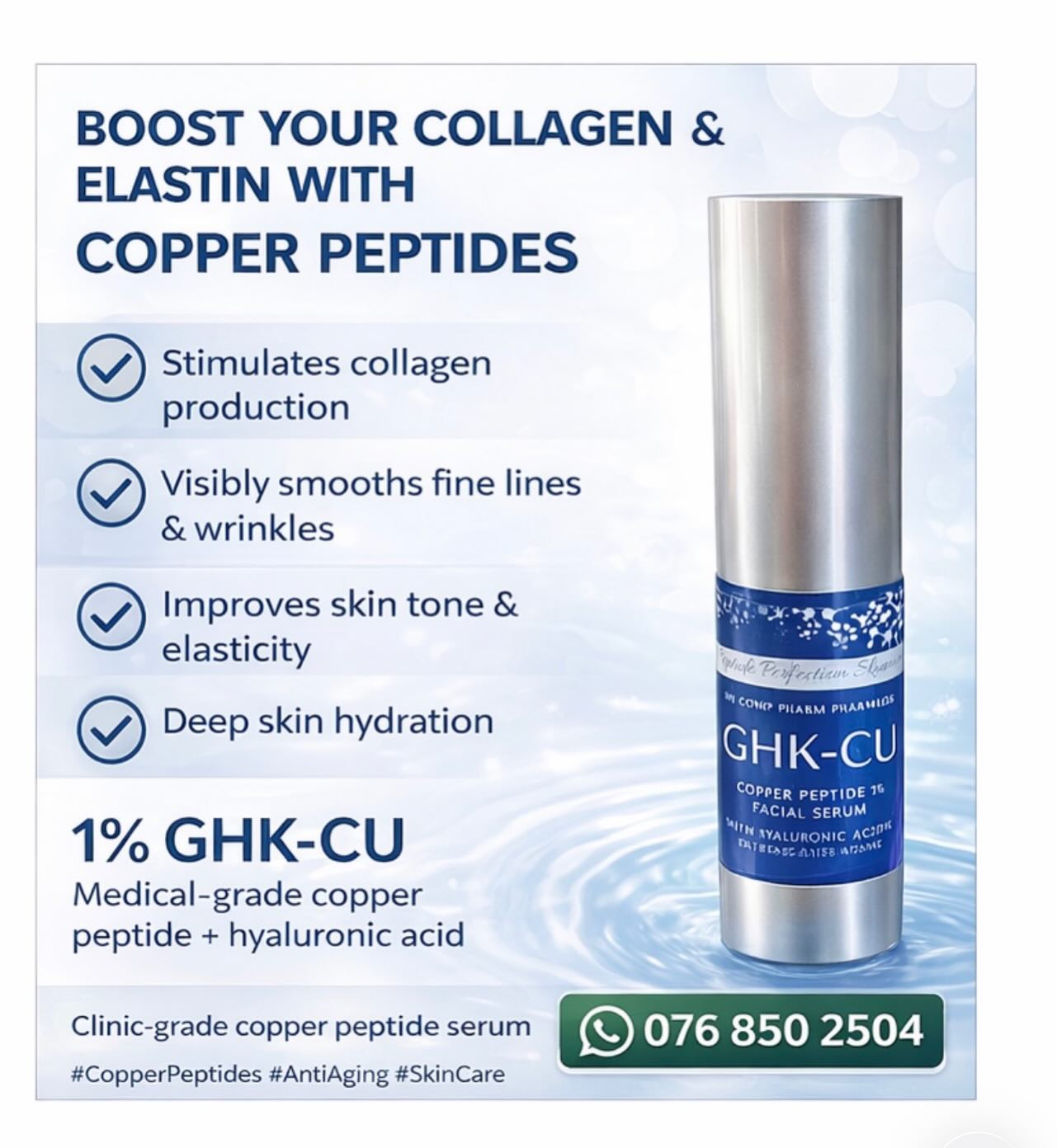 ghk cu elastin production 📣 GHK-CU also available in sub cutaneous daily injection. ✨ Advanced GHK-CU Copper Peptide Facial Serum ✨ Turn back the clock on your skin with the power of medical-grade copper peptides. 🔹 CagriSema vs Retatrutide: Amylin/GLP-1 Vitamin B12 Shot for Dogs SIZE:100ml