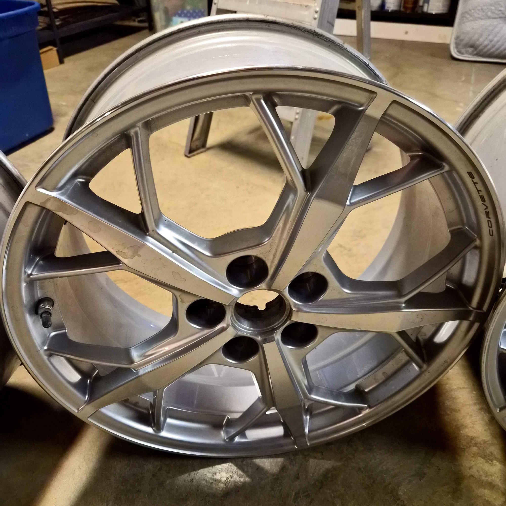 4 GM OEM C8 Wheels. TRIDENT MACHINED-FACE STERLING SILVER-PAINTED ...