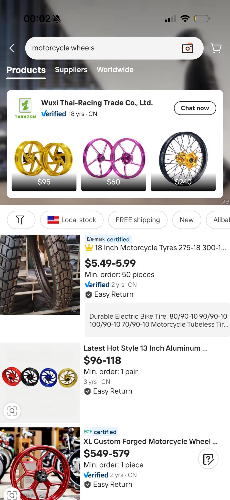 Has anyone tried Alibaba wheels for Kawasaki Ninja?