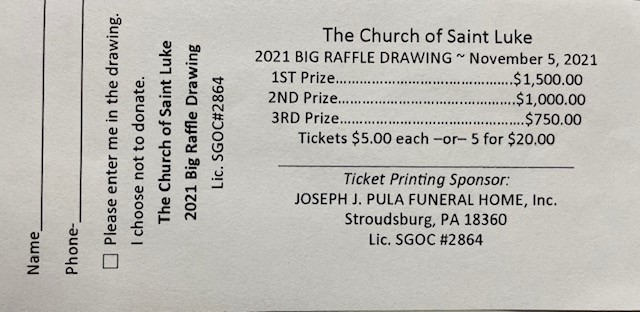 Big Raffle Tickets are... - The Church of Saint Luke | Facebook