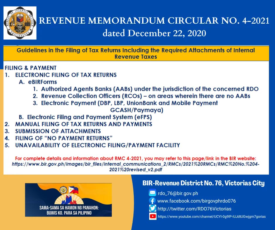 BIR Revenue District Office 076 Victorias City - REVENUE MEMORANDUM ...